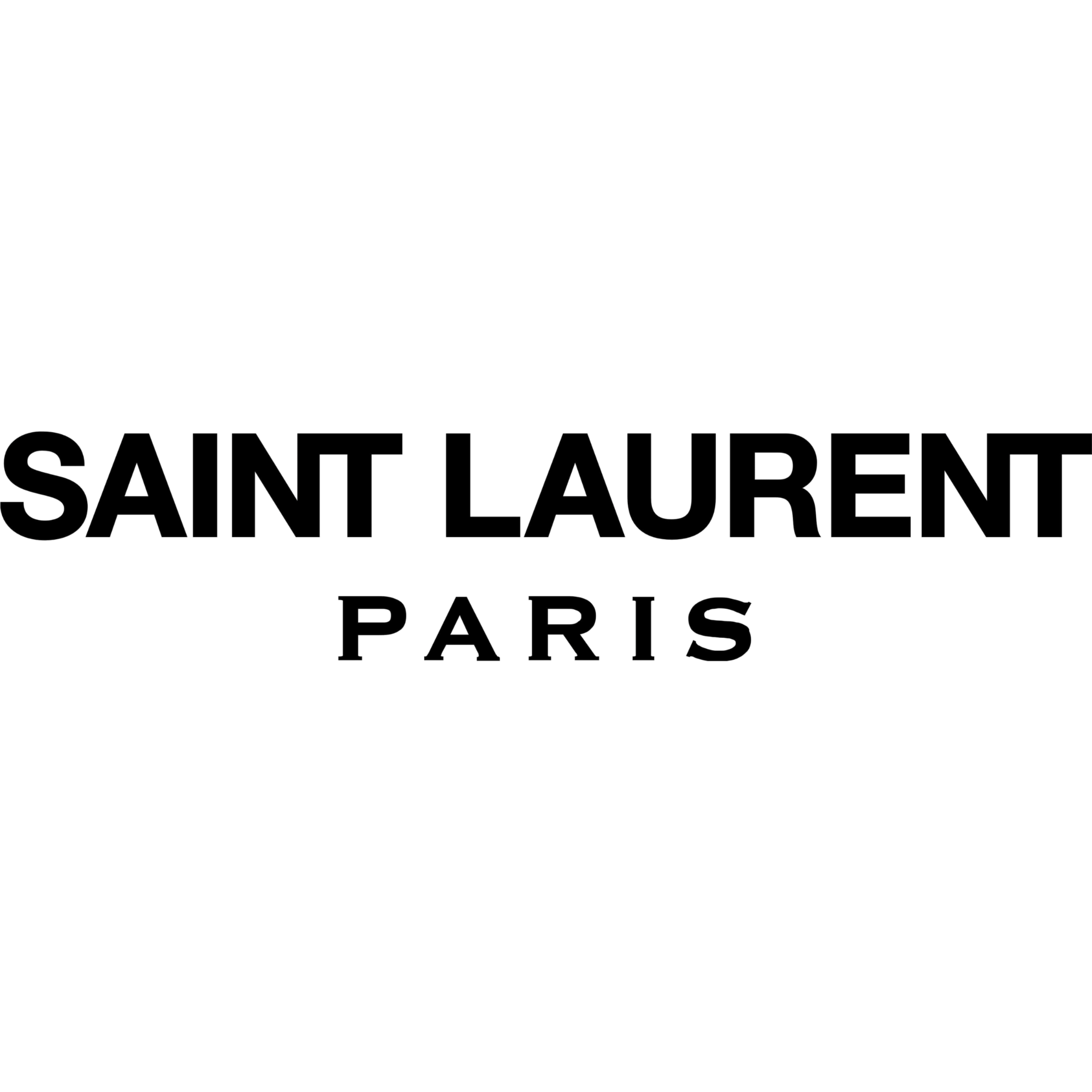 Saint Laurent Paris logo in black text on a black background.