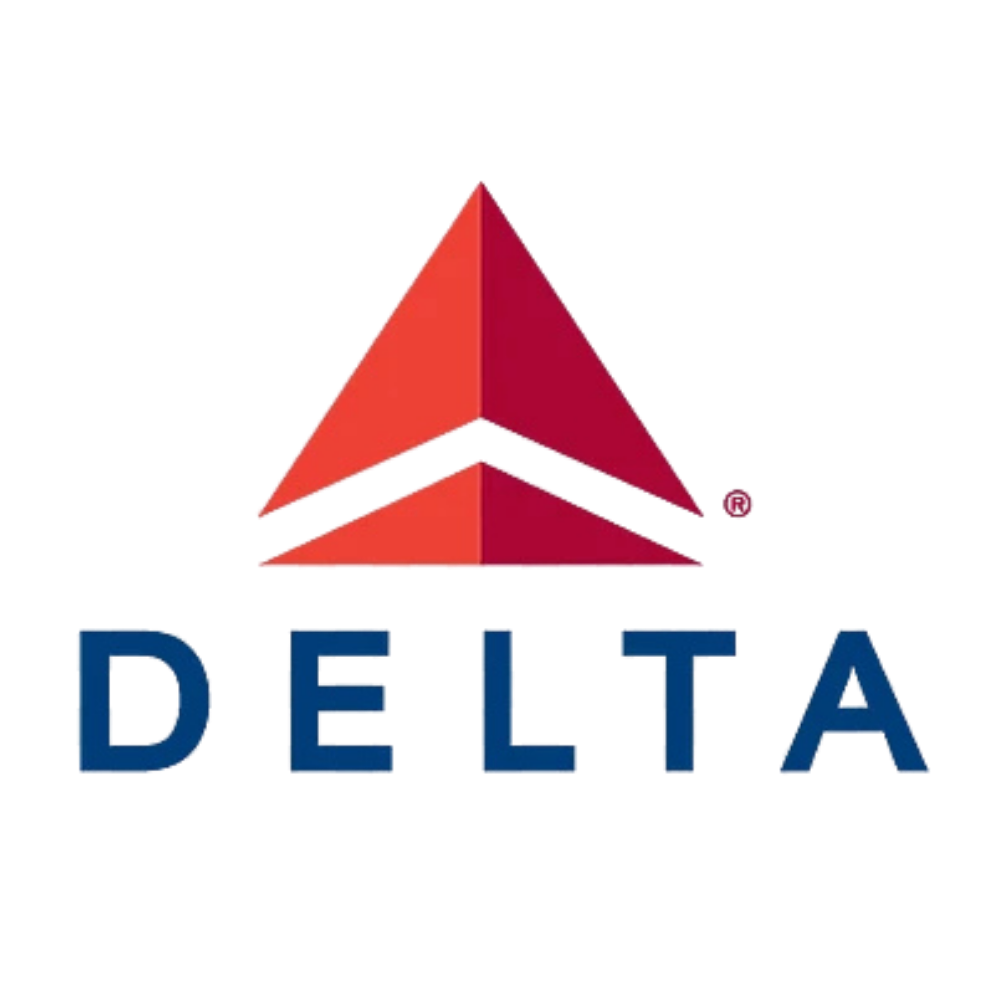 Logo of DELTA with a red pyramid above the text.