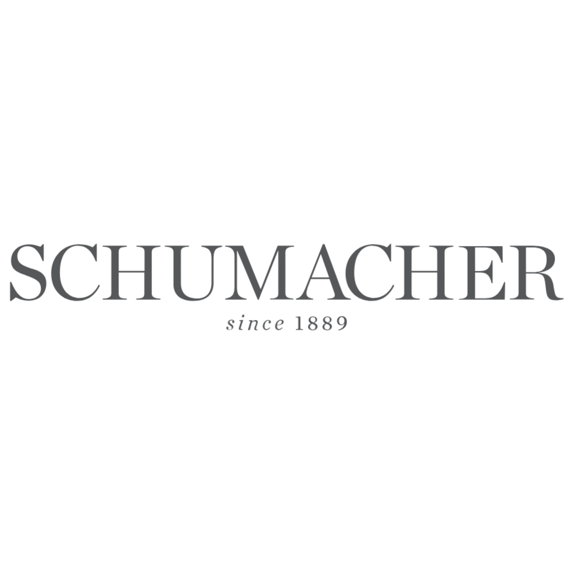 Schumacher logo with an eagle symbol and the words 'since 1889' in gray on a black background.