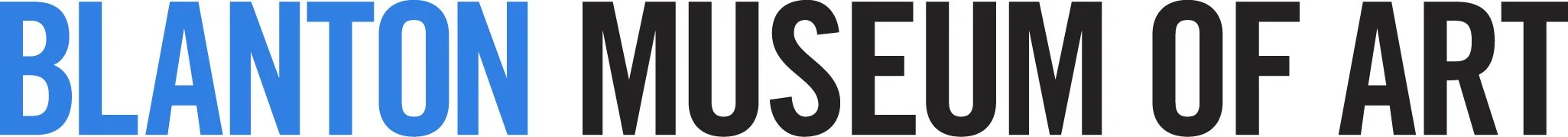 Text reading 'BLANTON MUSEUM OF ART' with 'BLANTON' in blue and 'MUSEUM OF ART' in black.
