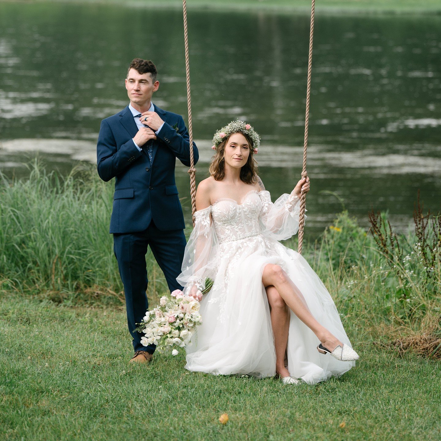 Haley and Jeremy planned an Allegheny River Wedding in Franklin, PA. Orchids, ranunculus, and roses in the softest blush were the perfect contrast to a light summer rain and a forgotten forest path. Wishing this couple a life as beautiful as their sp