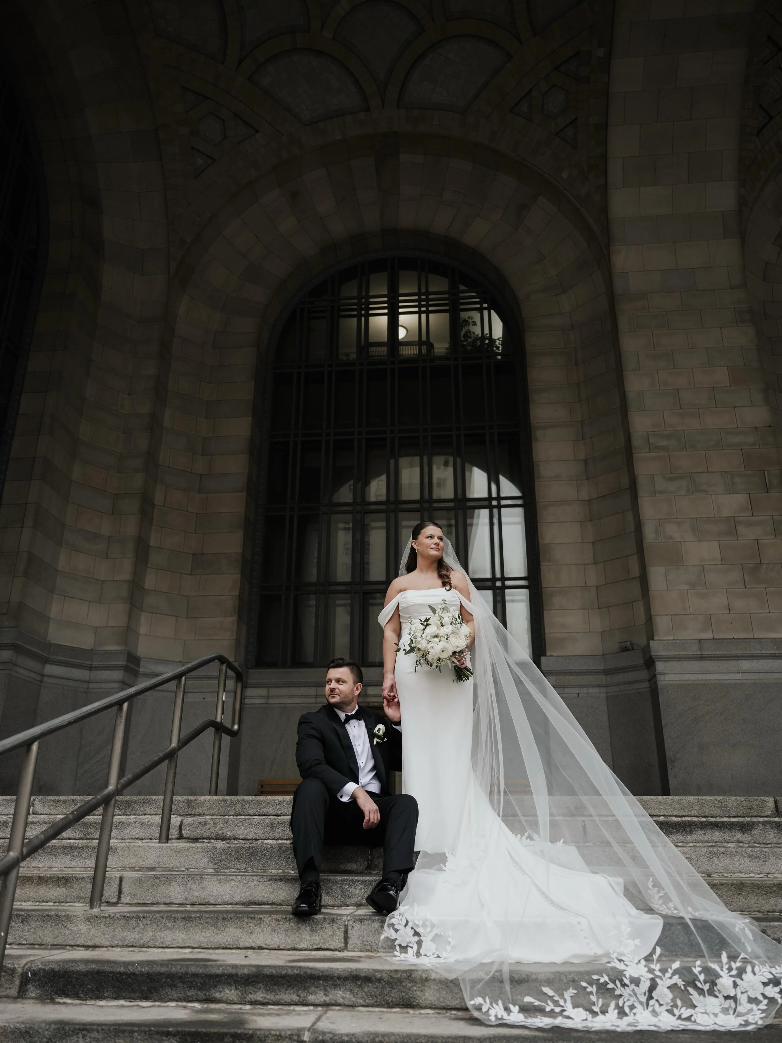 Jillian and Andrew tied the knot in the beautiful city of Pittsburgh on the most perfect day 🤍 Filled with timeless white florals and so much love! 

Wedding Venue 💒: @wintergardenppg 
Photographer 📸: @stevendaltonphotography