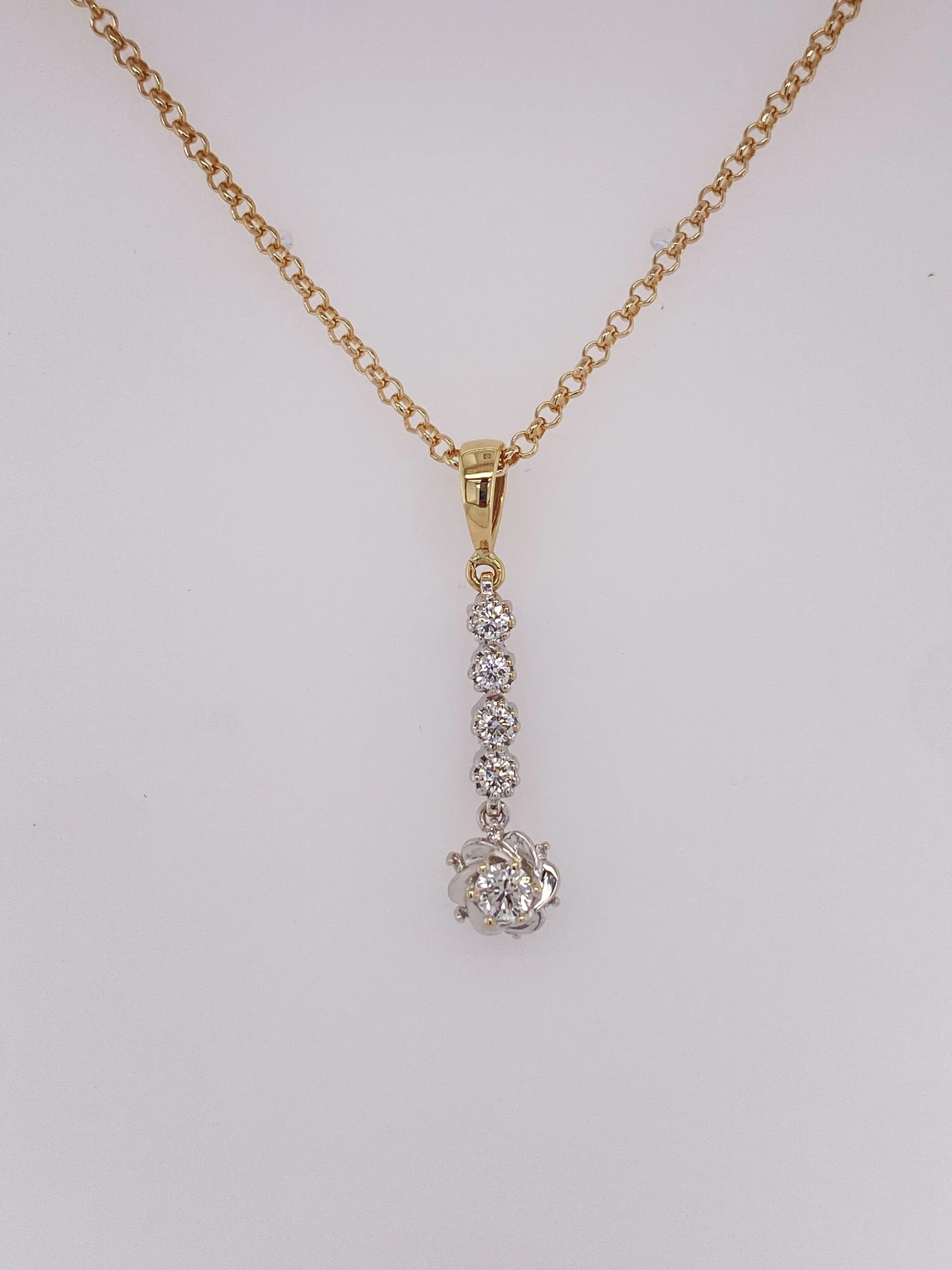 Diamond Flower Drop Pendant