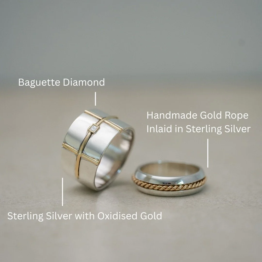 One for the men... or two, actually! Whether you want something with classic rope elements and a rounded profile or something bold but not fussy, these handmade rings could be the perfect way to celebrate a birthday, wedding, anniversary, or maybe yo