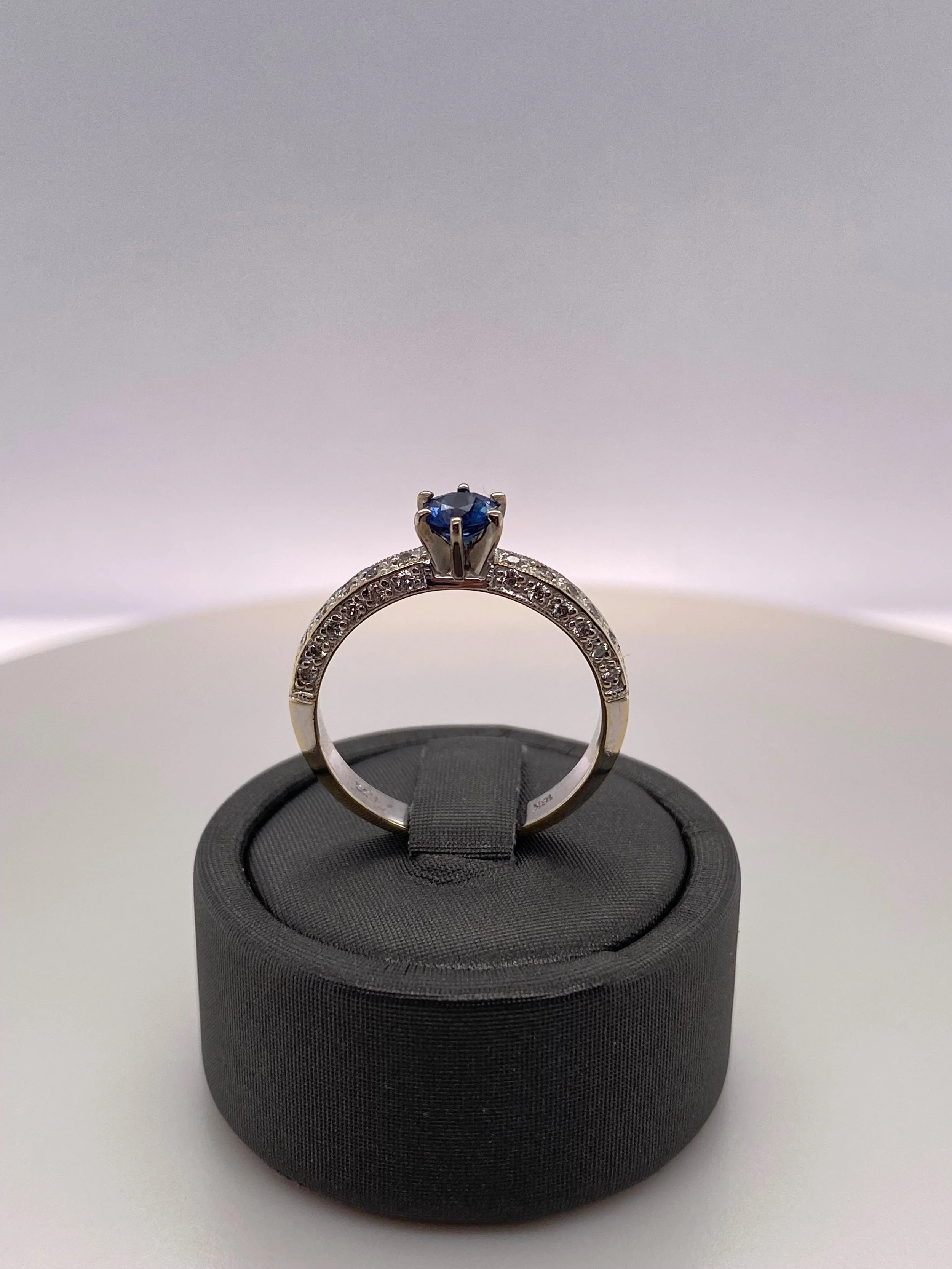 Blue Sapphire Ring With Diamond Band
