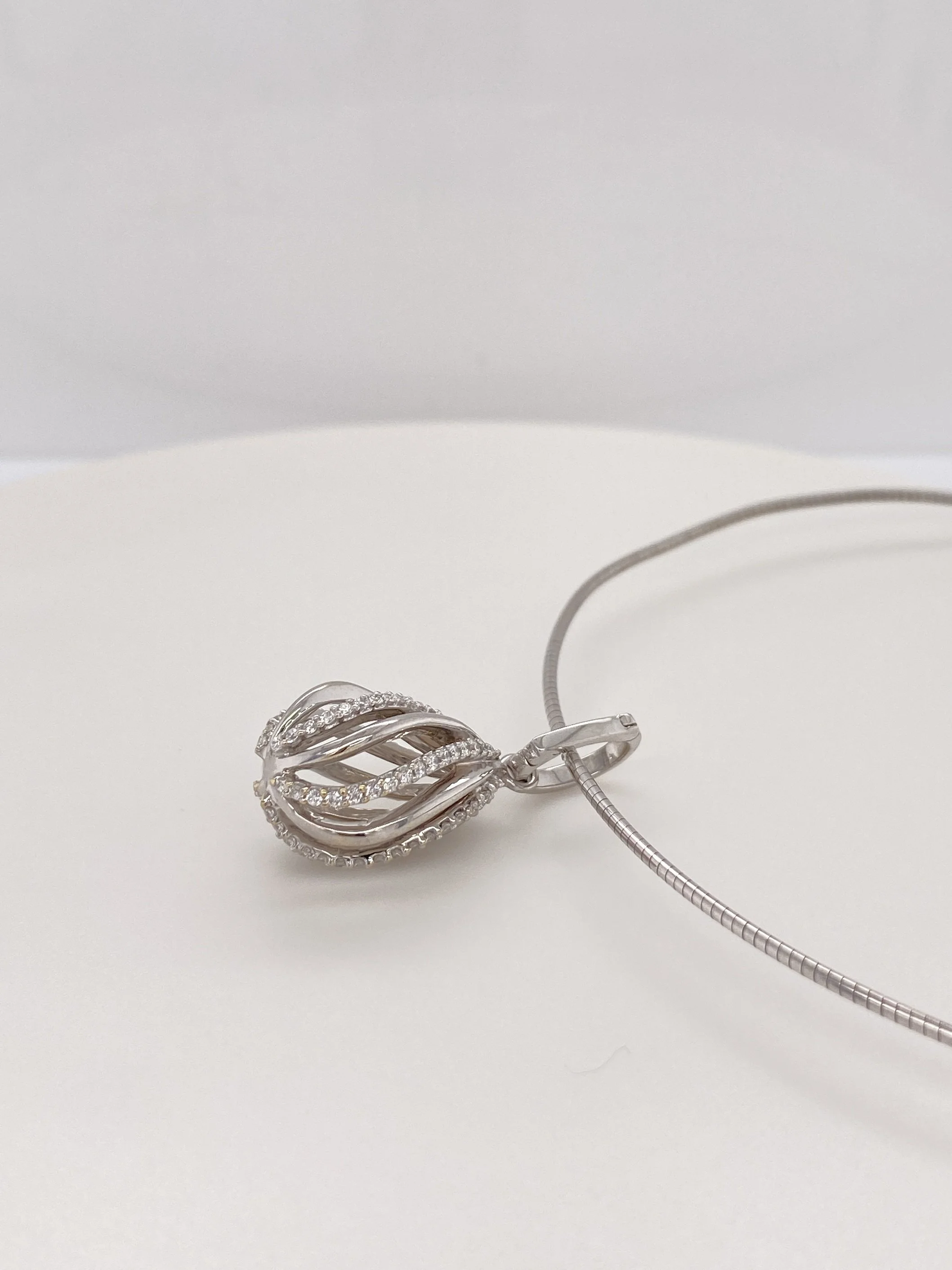 Diamond Twist Drop Pendant