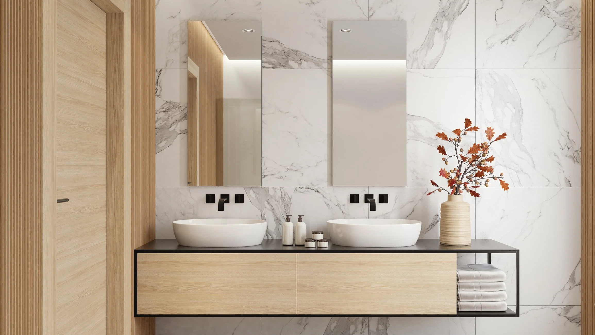 Clean and sleek modern double vanity