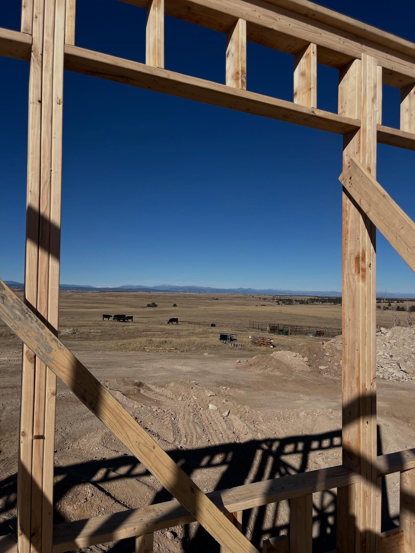 Framing underway &mdash; every wall built with purpose and a view worth framing twice. Ready to create your own Colorado dream home? Double S Construction &amp; Design is here to help. #coloradocustombuilder #douglascounty #elbertcountycolorado #drea
