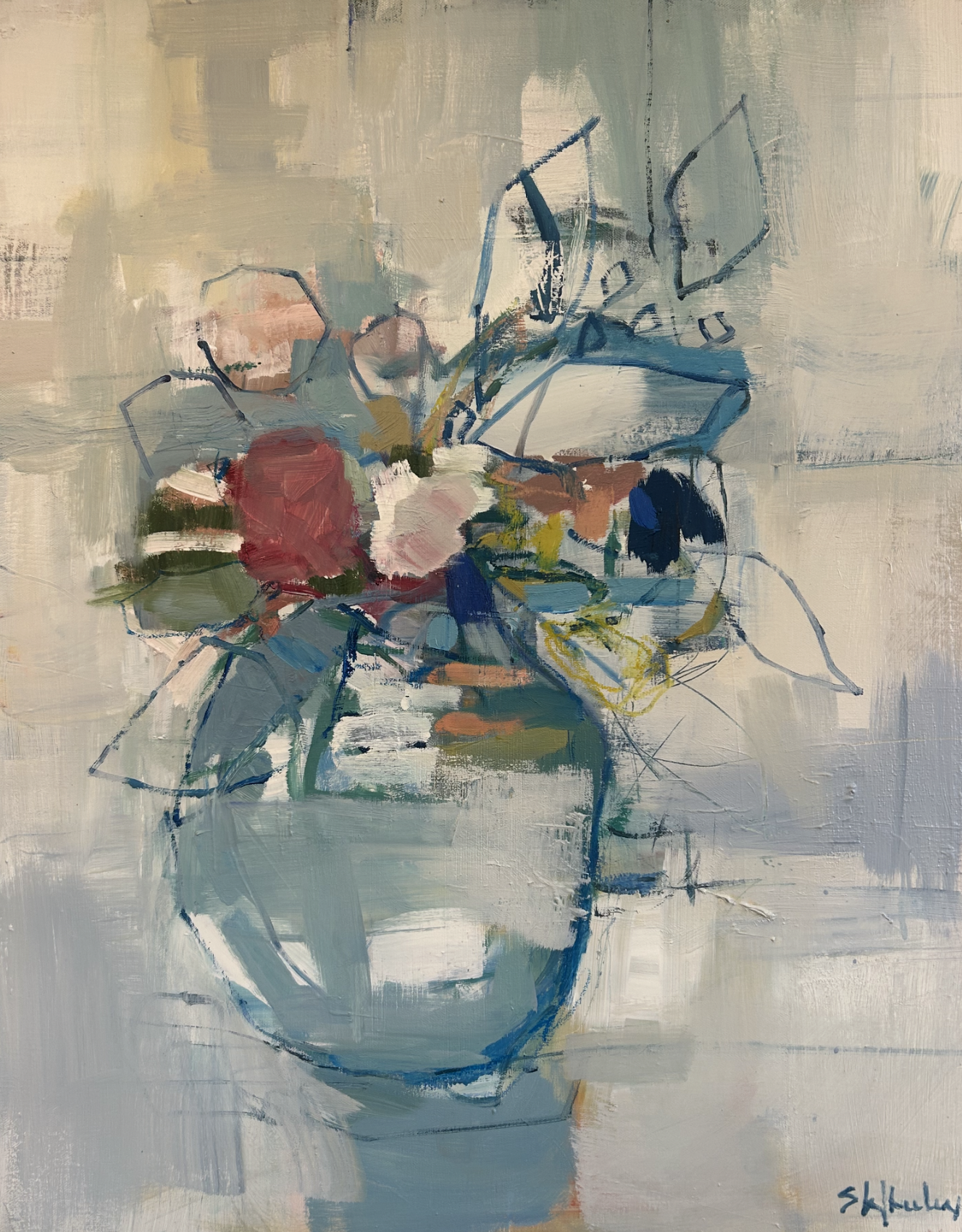 Floral Sketch in Blue