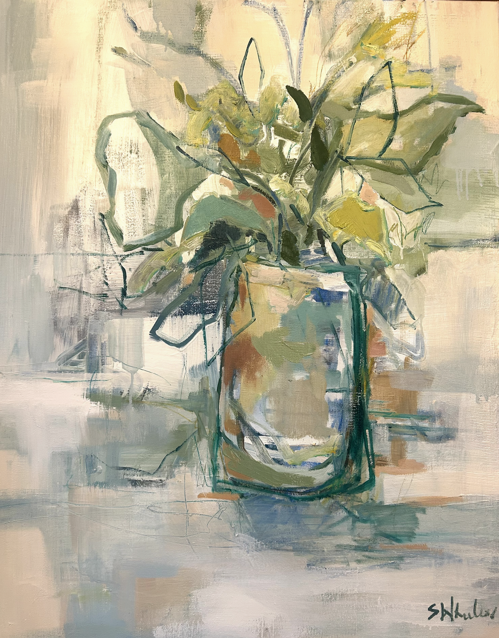 Floral Sketch in Green | Oil on Canvas, 24 x 30 | Original 2026