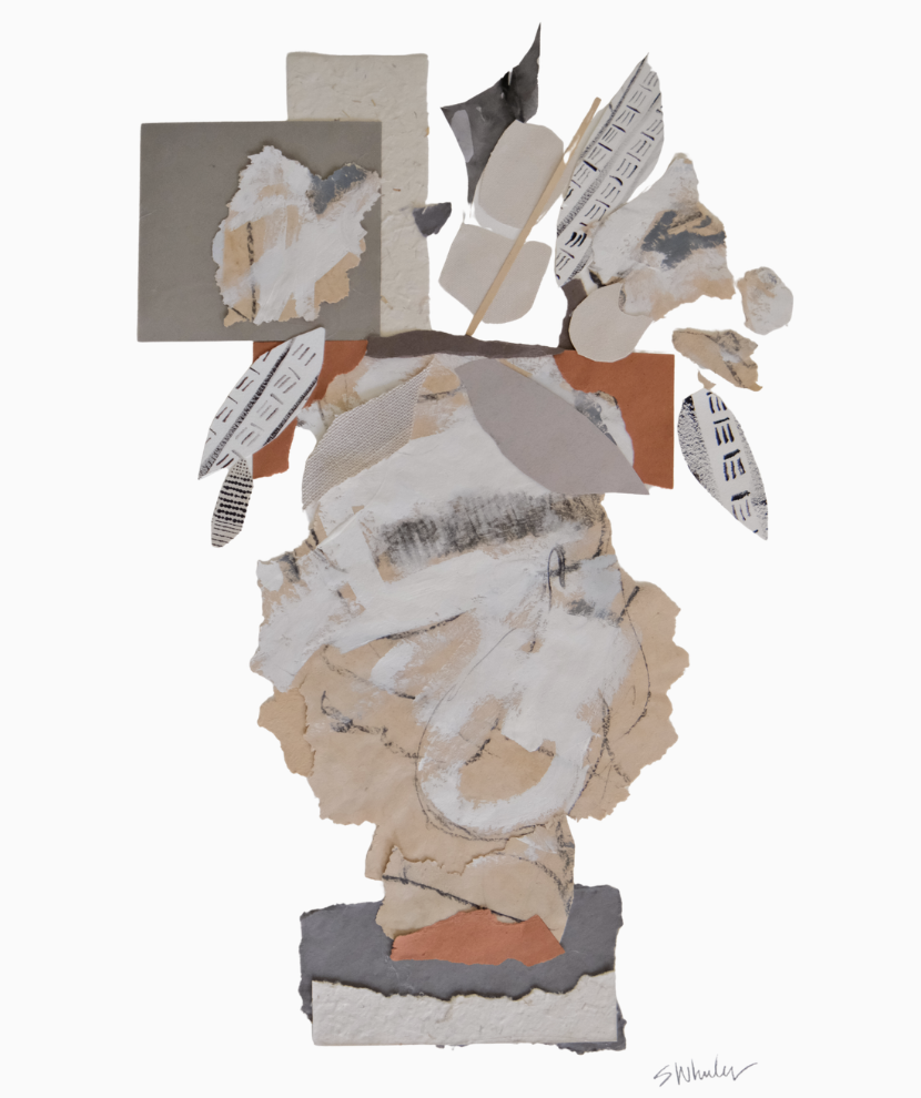 Florentine Urns Collage #28 | Framed Mixed Media, 22 x 30 | Original 2025