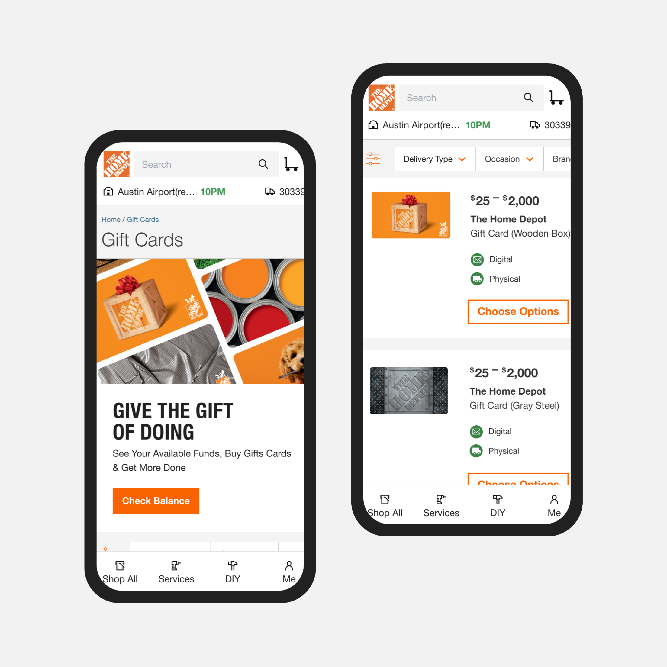Home Depot : Gift Card Online Experience