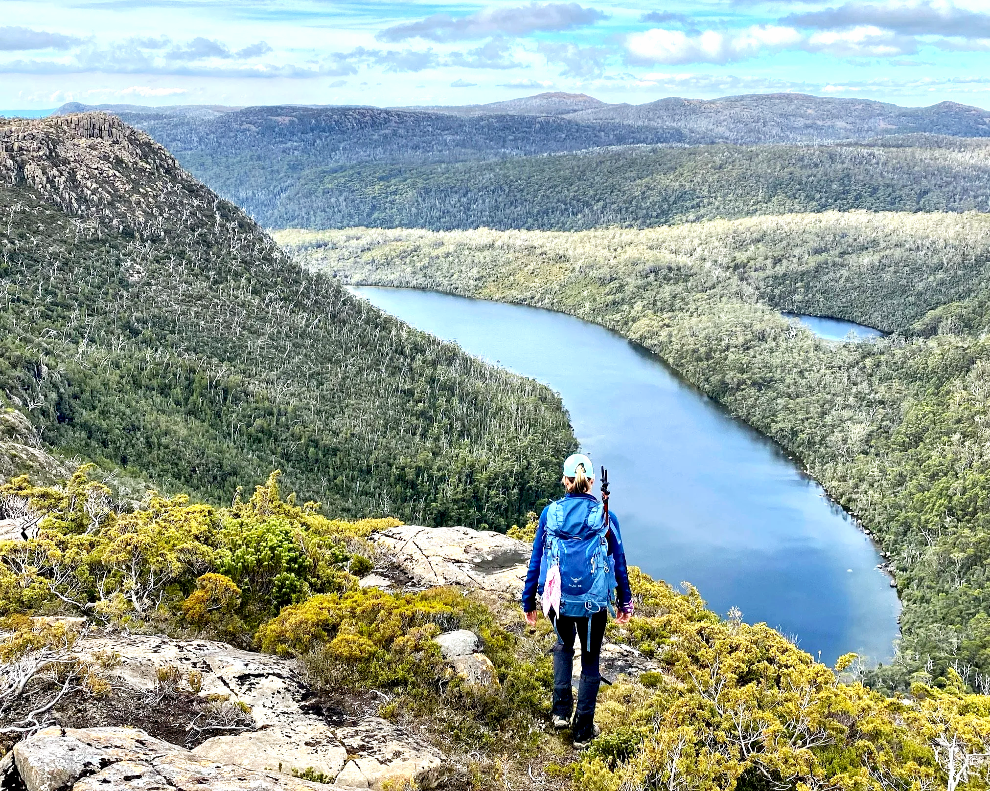 Woman walking in beautiful forest