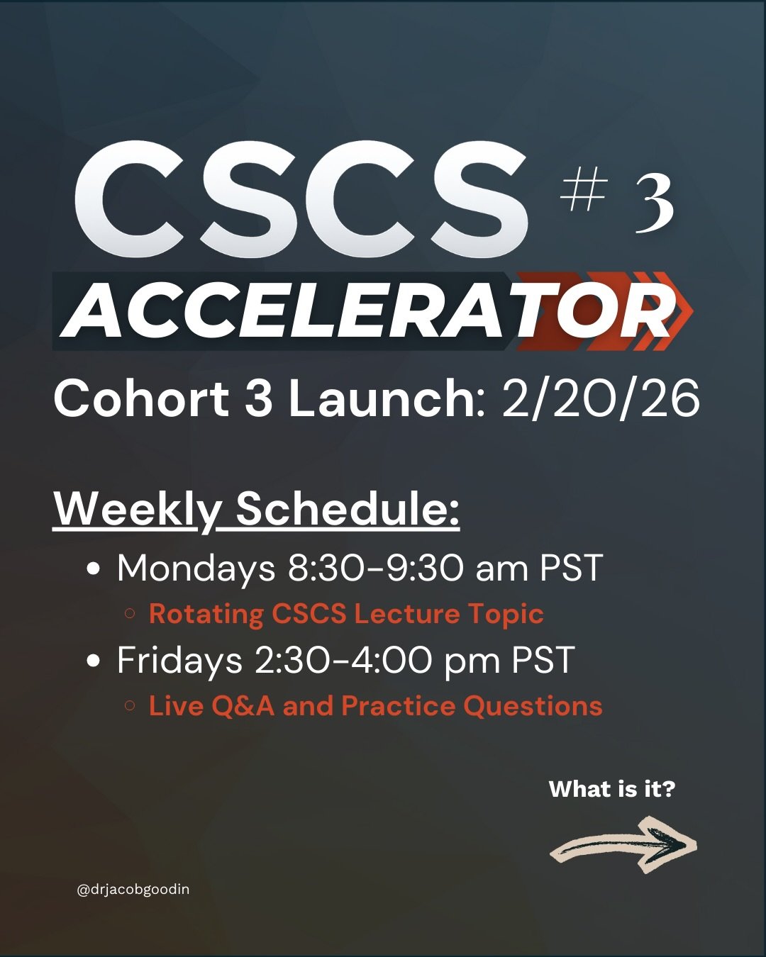 Comment &ldquo;PASS&rdquo; for to take the free CSCS Readiness Quiz and get all the details to your DMs. 

Cohort 3 is filling up FAST. I haven&rsquo;t been able to keep up with all the messages and DMs I&rsquo;ve been receiving, but please know I&rs