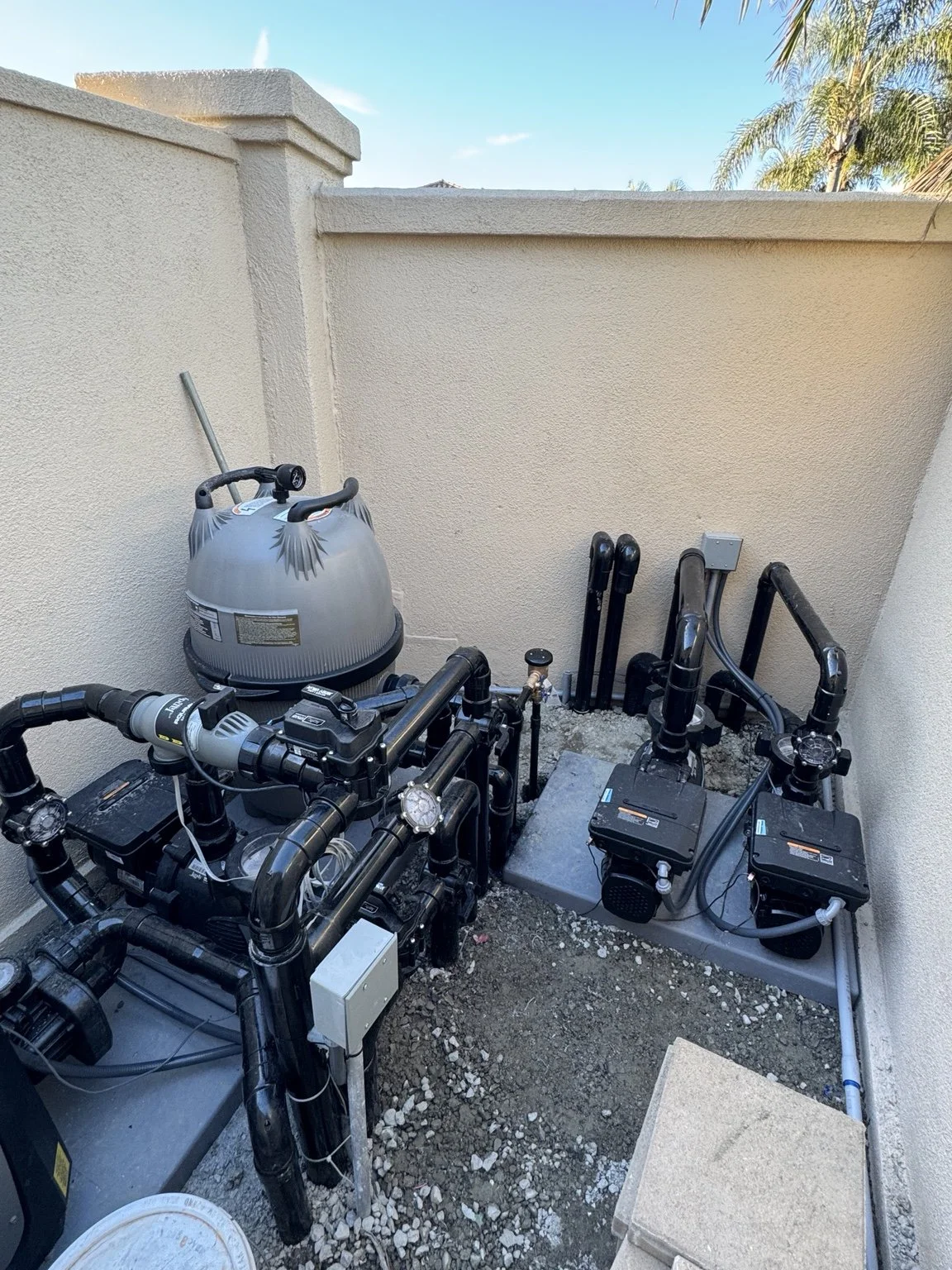 Complete pool equipment pad relocation and new high-performance equipment installation