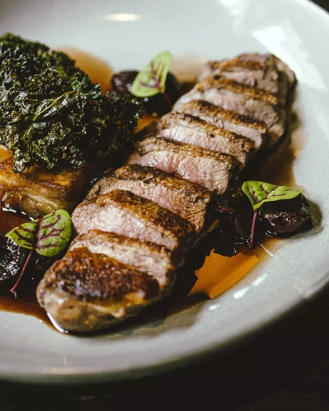 Northern Rivers duck breast.

Fondant potato, crispy kale, duck and cherry jus.

Autumn cooking at Angus &amp; Bon. Comfort with a little lift.

Bookings via the website.