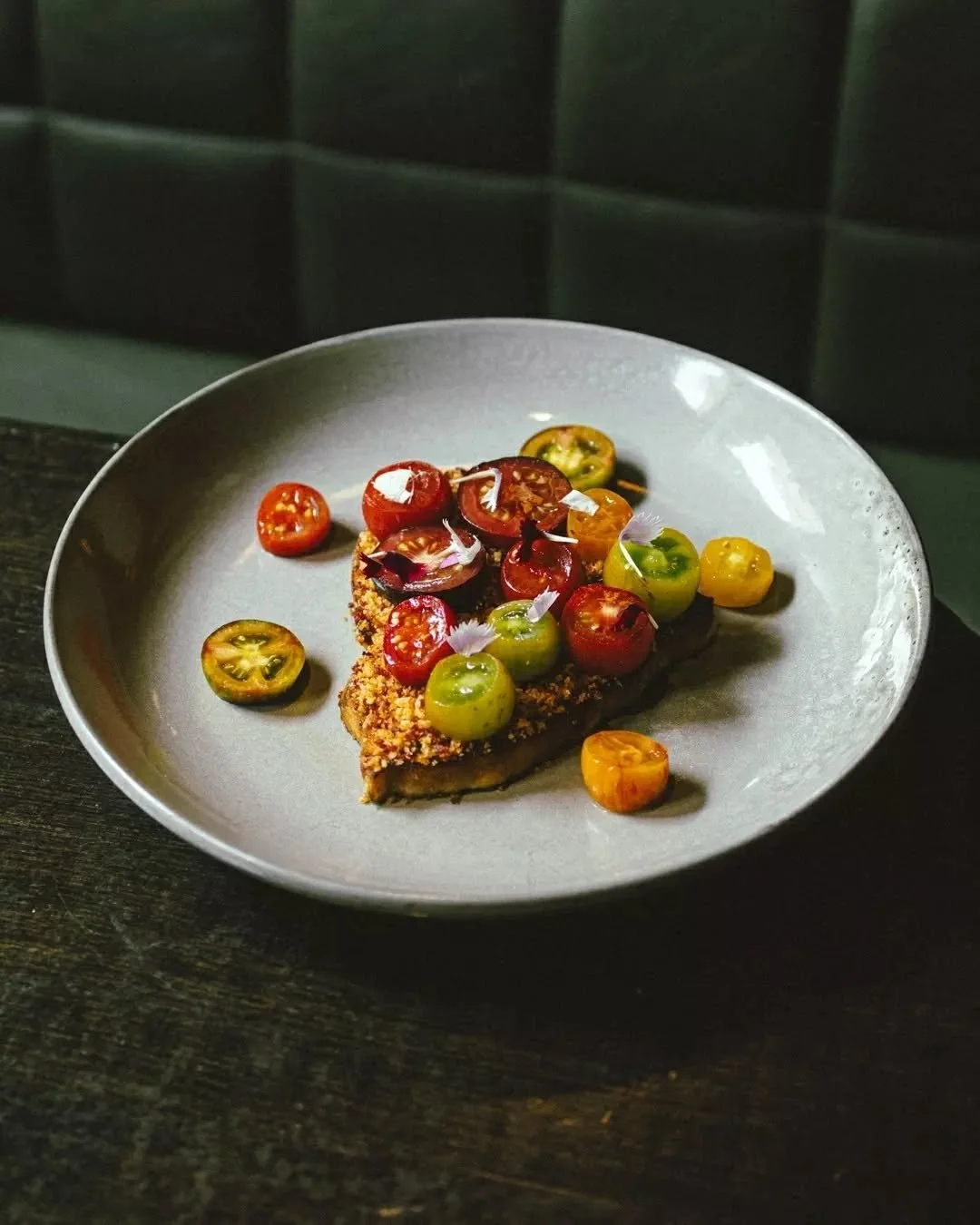 Charcoal grilled swordfish.

Tomato dashi. Chorizo crumb.

Clean flavours. A touch of smoke.

Angus &amp; Bon. Book your table, link in bio.