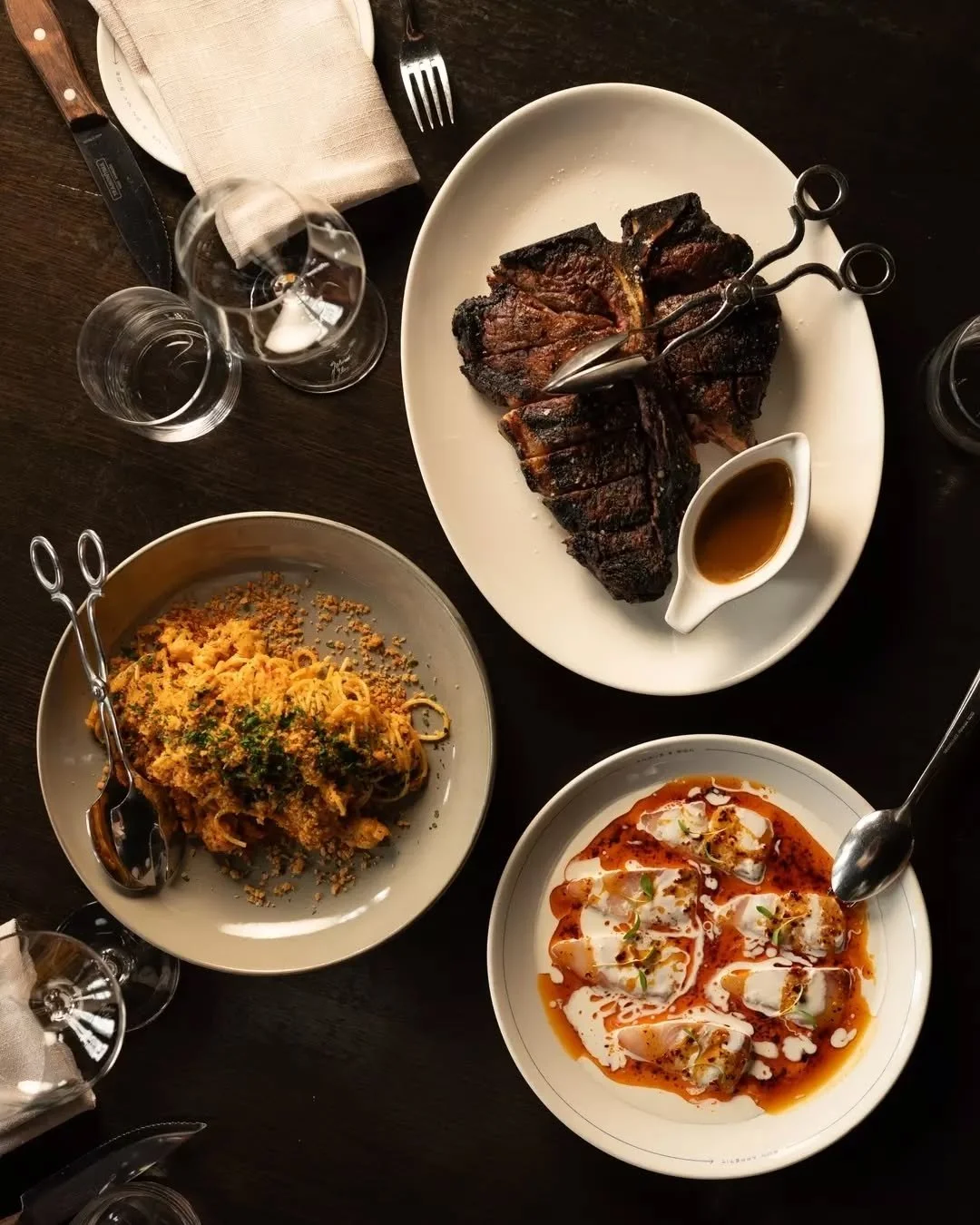 Some things change. Some things don't.

The classics are the classics at Angus &amp; Bon because they've stood the test of time.

The Riverine T-bone that's perfect for two.

Our crab spaghettini found its way onto the menu and never left.

Cured kin