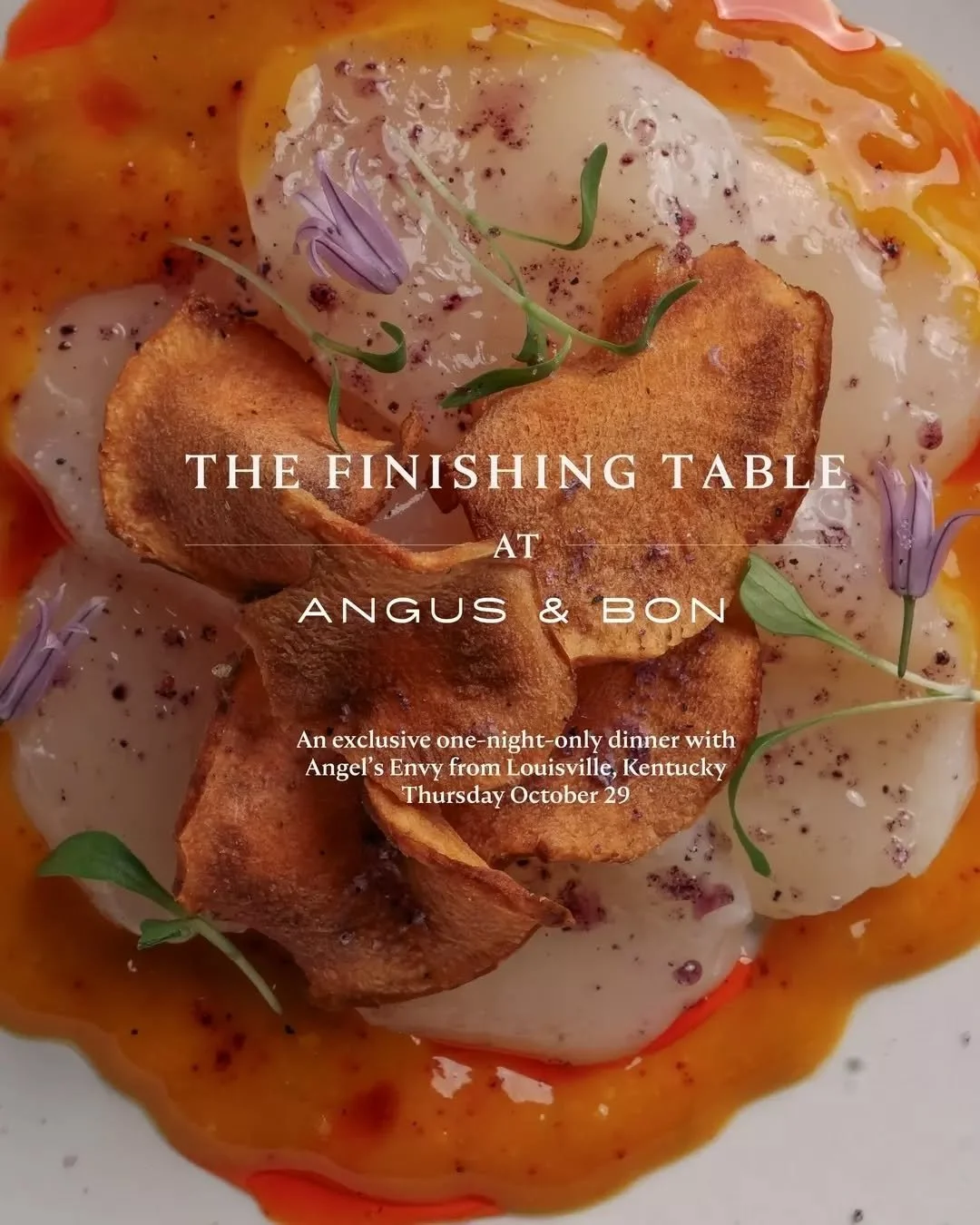 Limited seats remain for our intimate Evening With Angel's Envy. 

Indulge in a three-course meal with matched cocktails from the premier Kentucky Bourbon. 

The menu will feature dishes such as our 200g Sher Wagyu eye fillet MB6-7, soubise, dauphino
