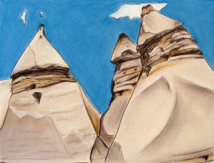 Tent Rocks - NuPastel and Graphite on paper