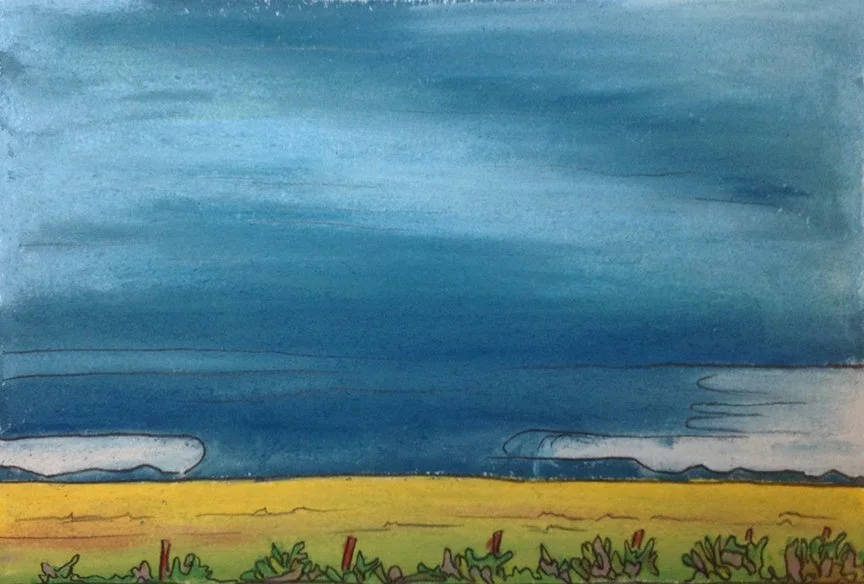 Storm on the Mesa 4"x6" - NuPastel and Graphite on paper