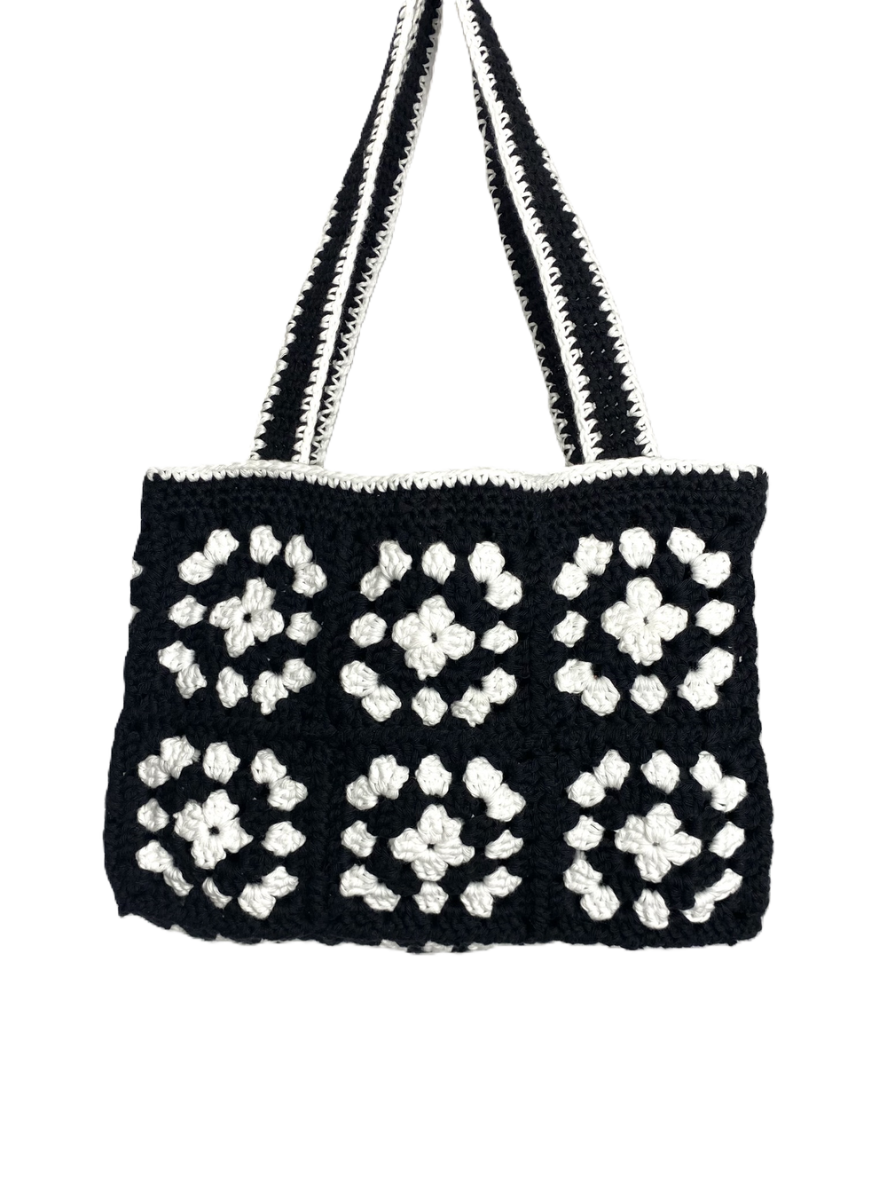 Granny Square Crochet Bag Monochrome — Poppy May Collective