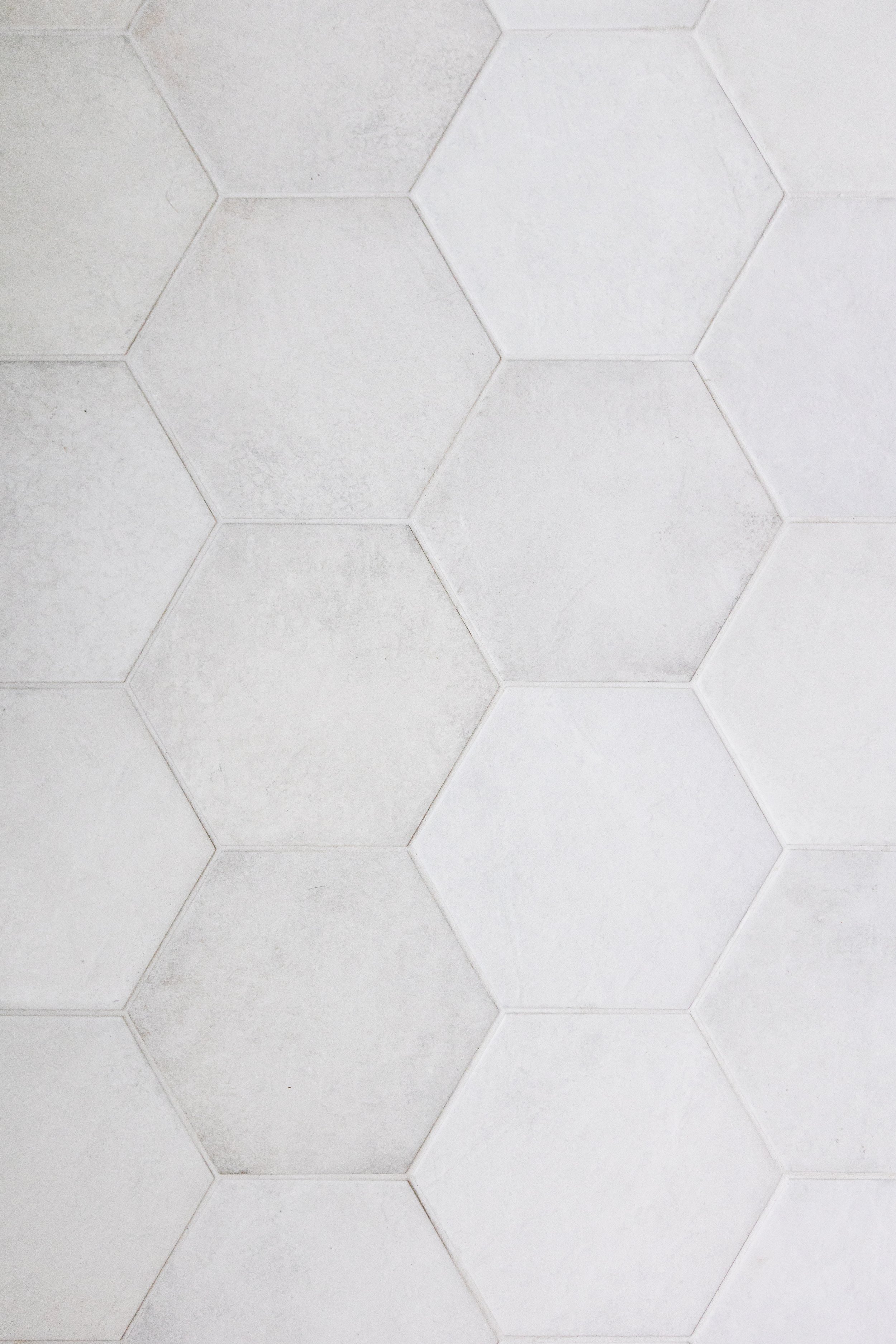 Gray hexagonal tiles on a wall