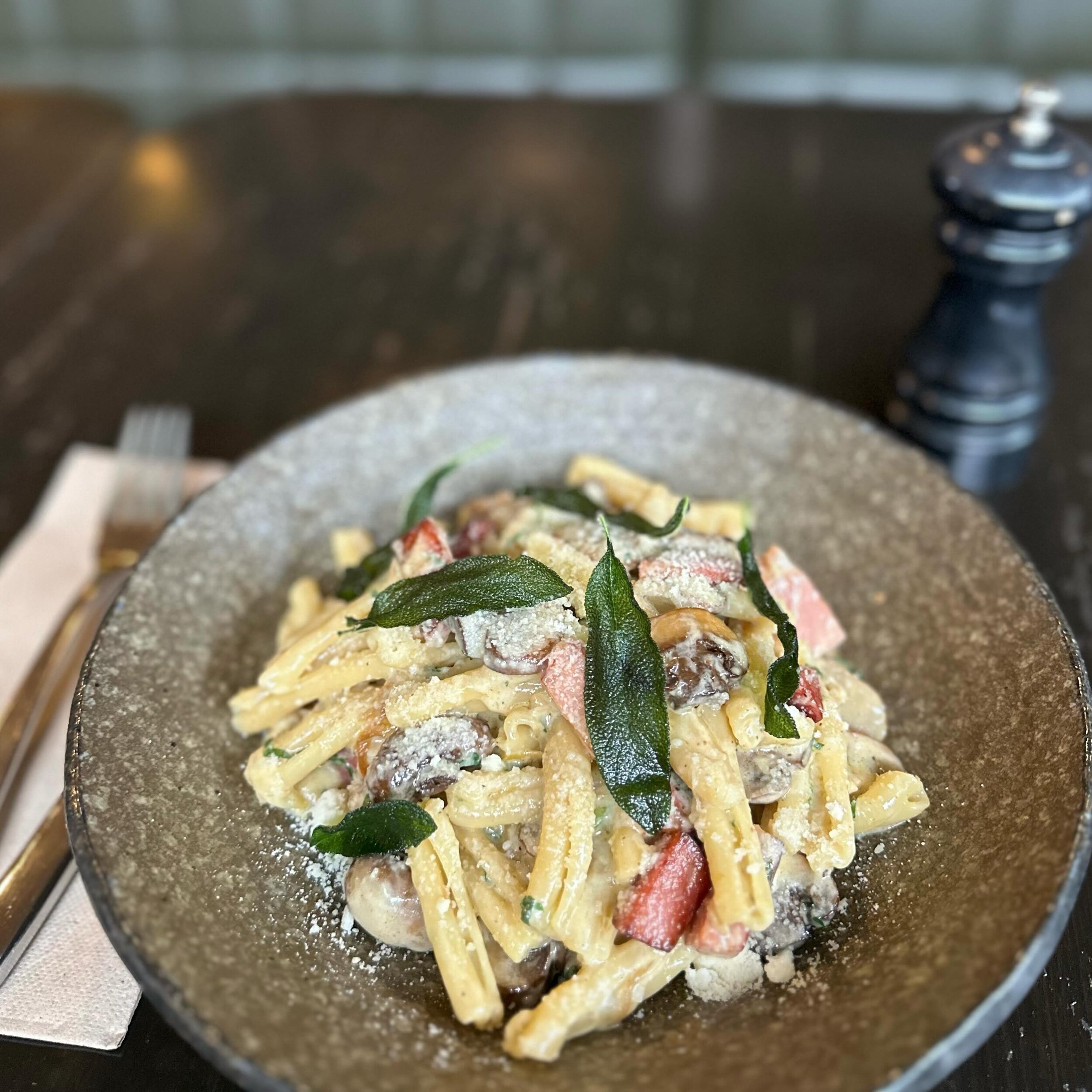 Tonight&rsquo;s $16 pasta special is delicious!
Casarecce alla Panna: mushrooms, cream, pancetta &amp; sage. Available tonight until sold out.