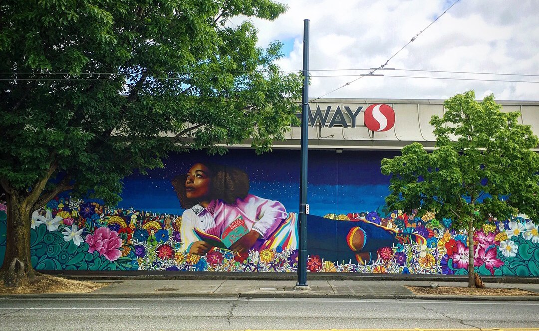 【 Inflorescence 】Latex and Gold Mural – Othello Safeway, Seattle, Wa – Collaboration with Craig Cundiff & Henry Luke
