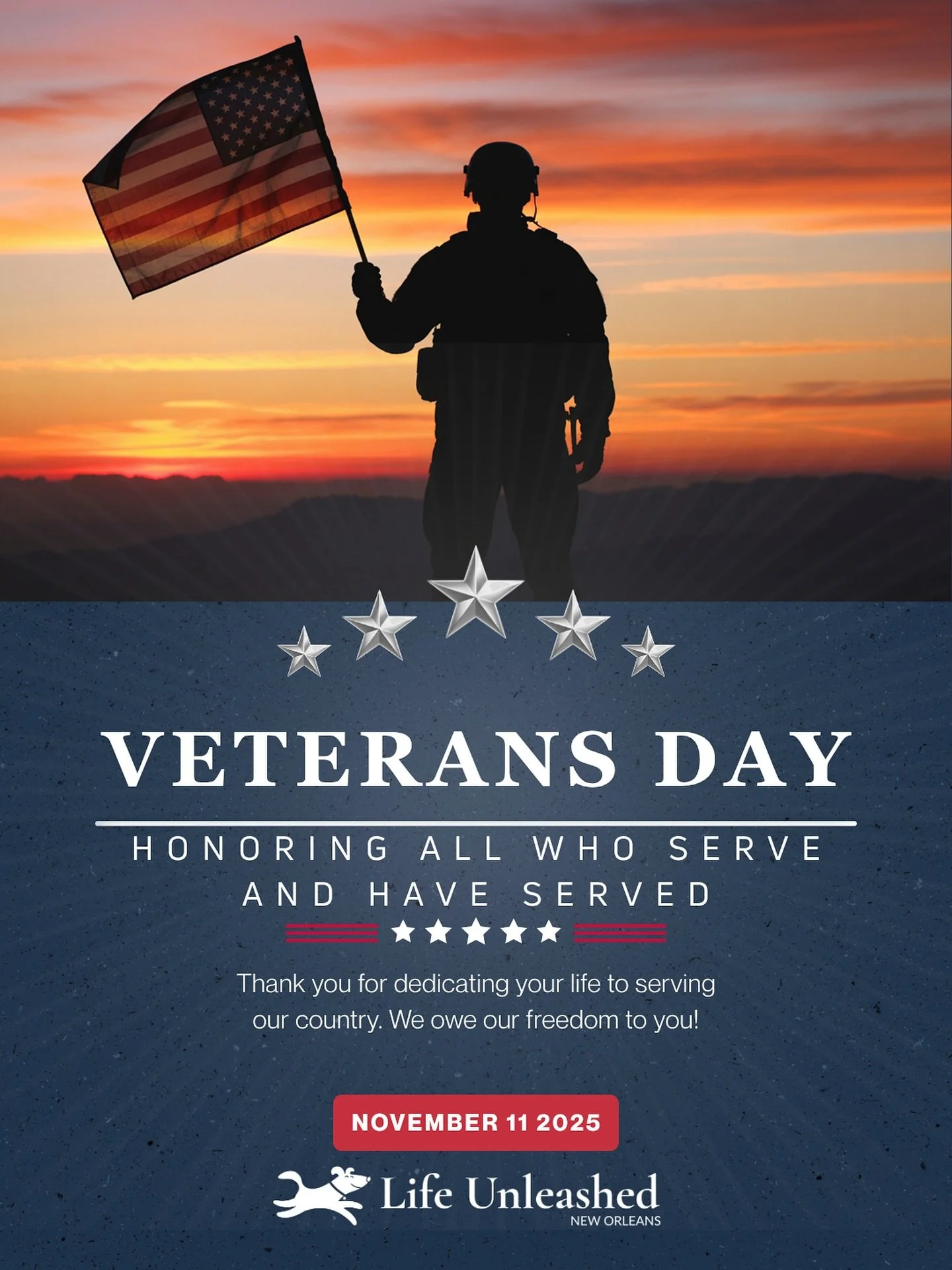 To our own beloved family members, friends and Life Unleashed family who have served and are still serving, we thank you. 🇺🇸 Your commitment and sacrifice is seen, appreciated and revered. With deepest gratitude we honor our Veteran&rsquo;s today a