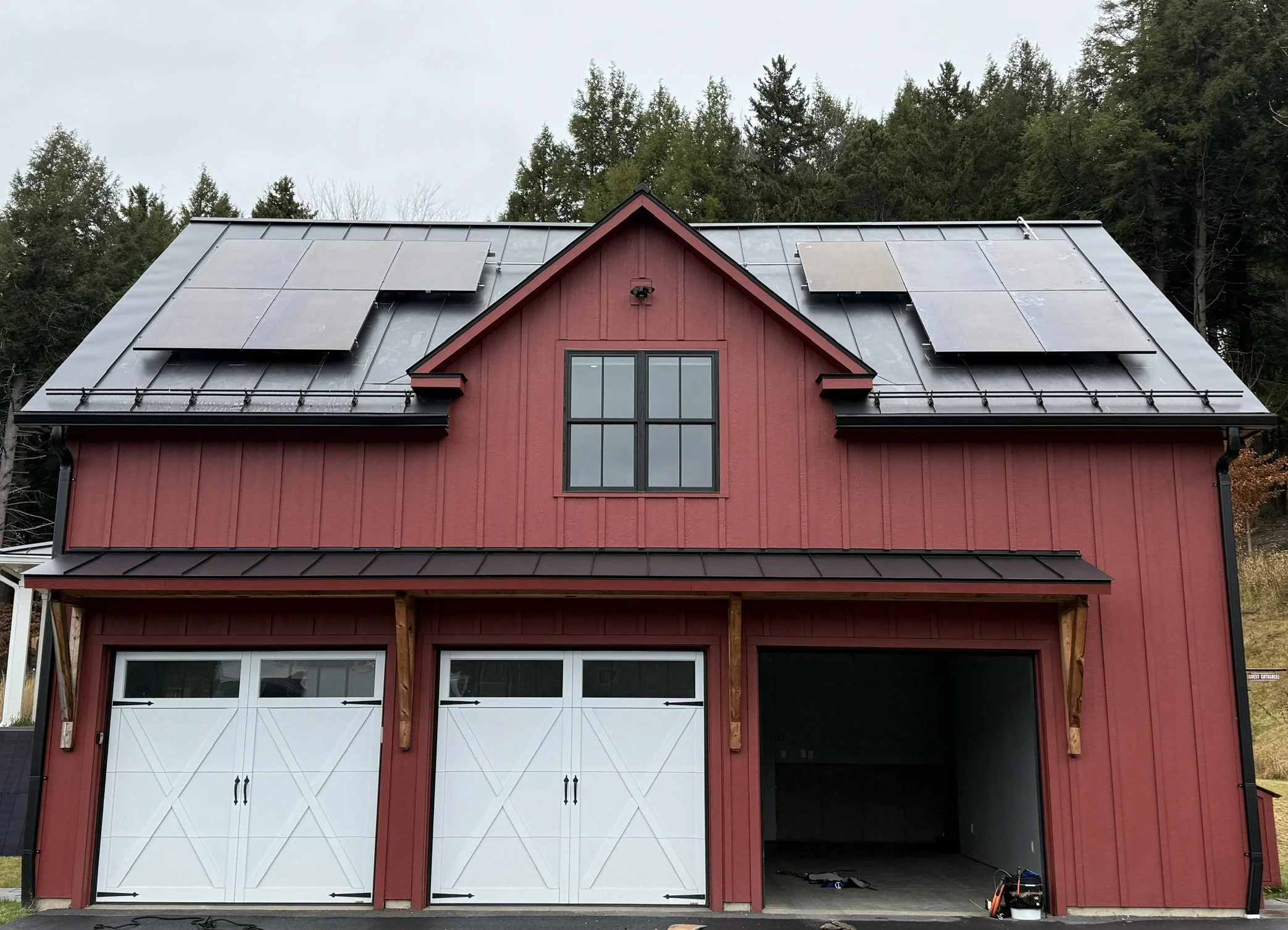 Solar panels on garage roof