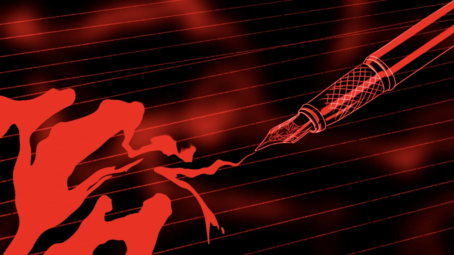 fountain pen and splash of red ink