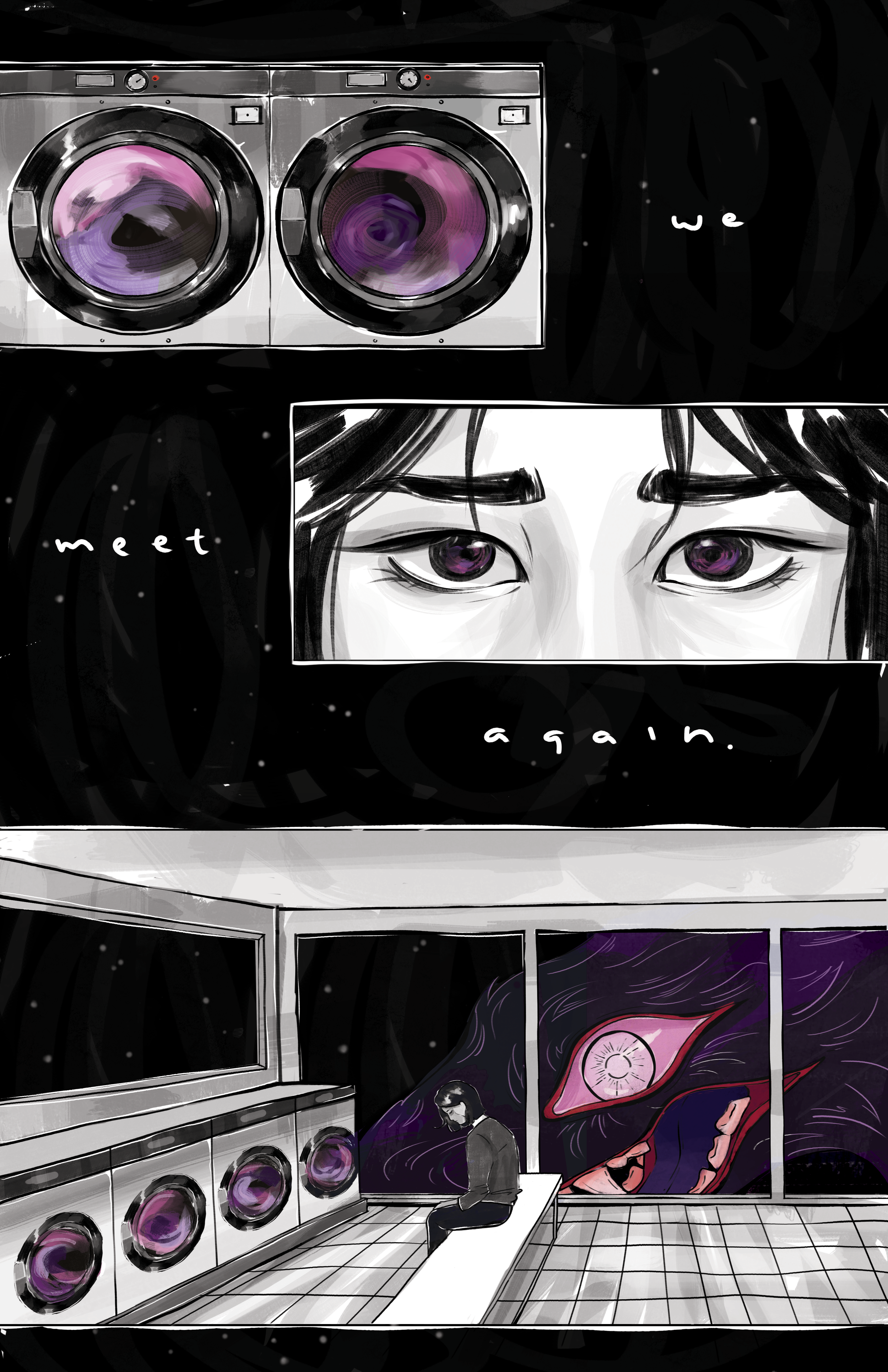 two washing machines and a pair of eyes