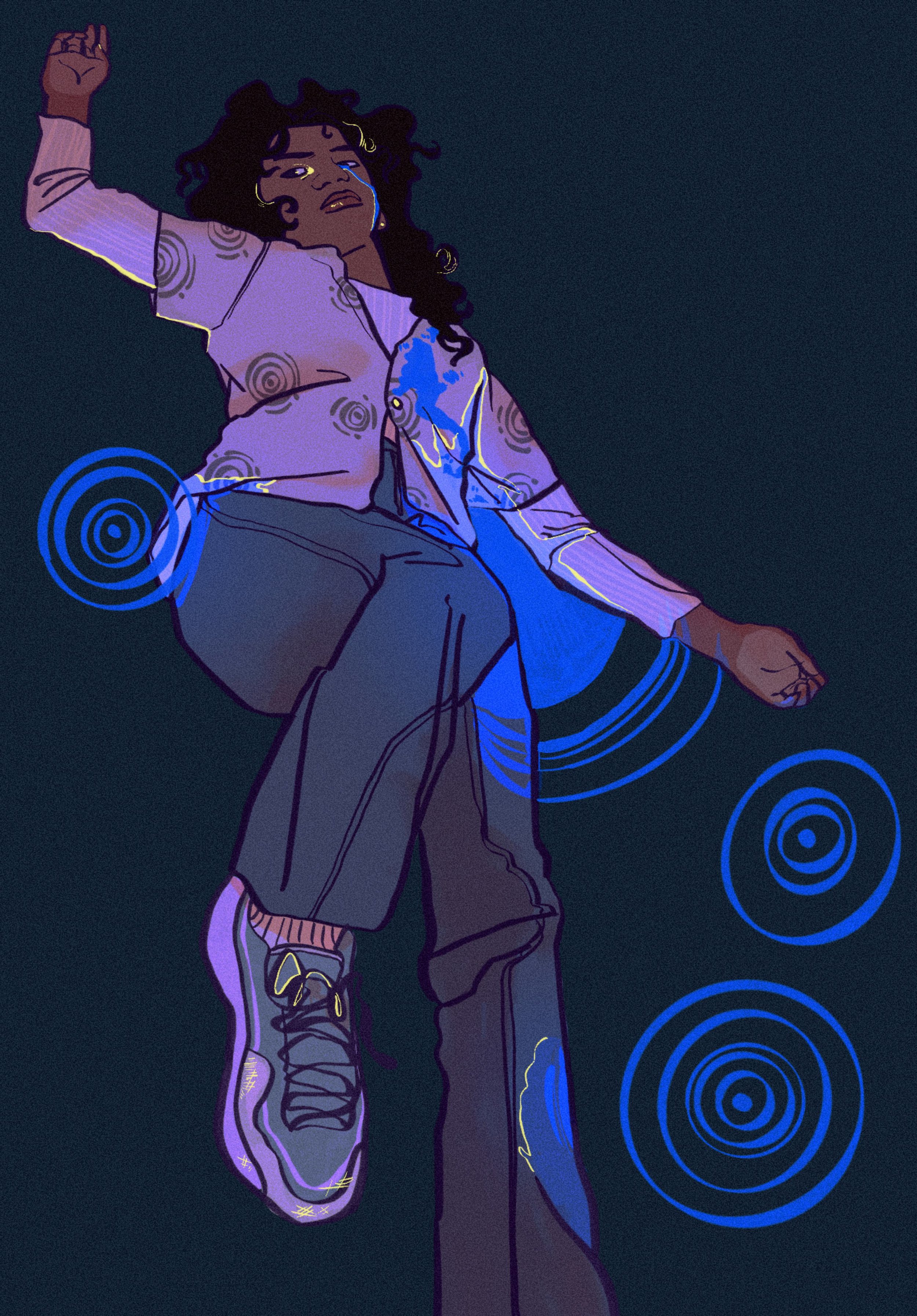 girl floating in space