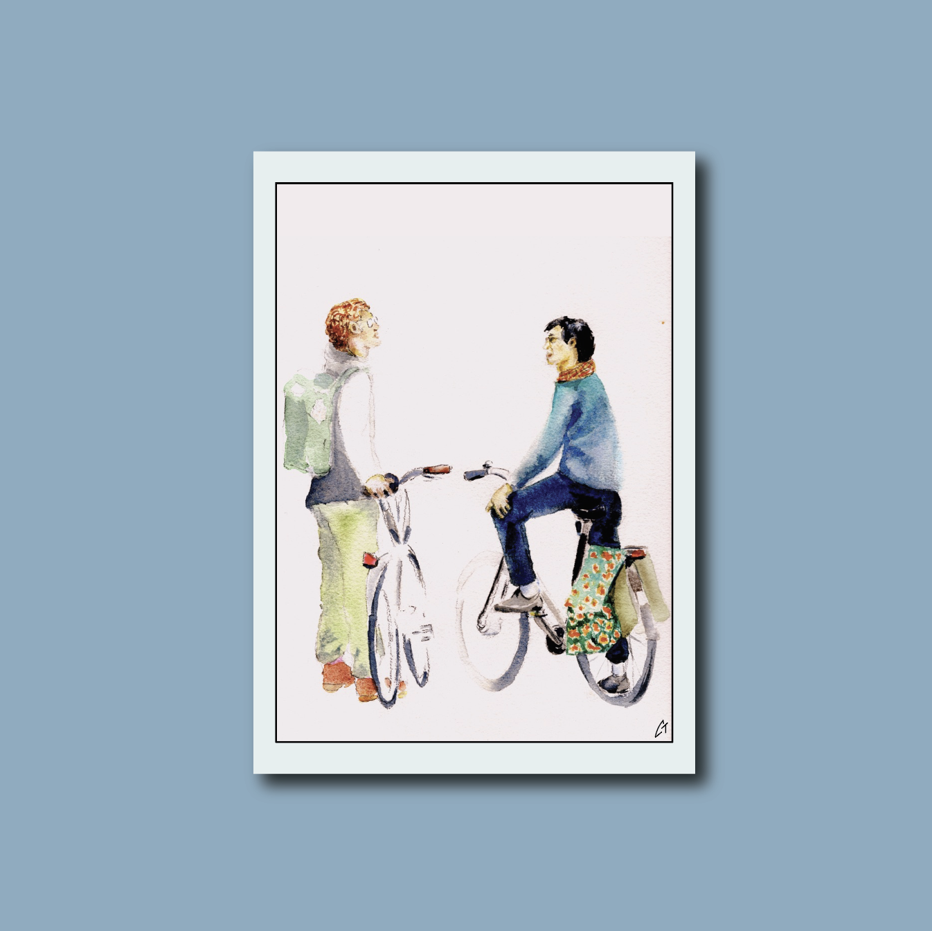 Friends stop to talk