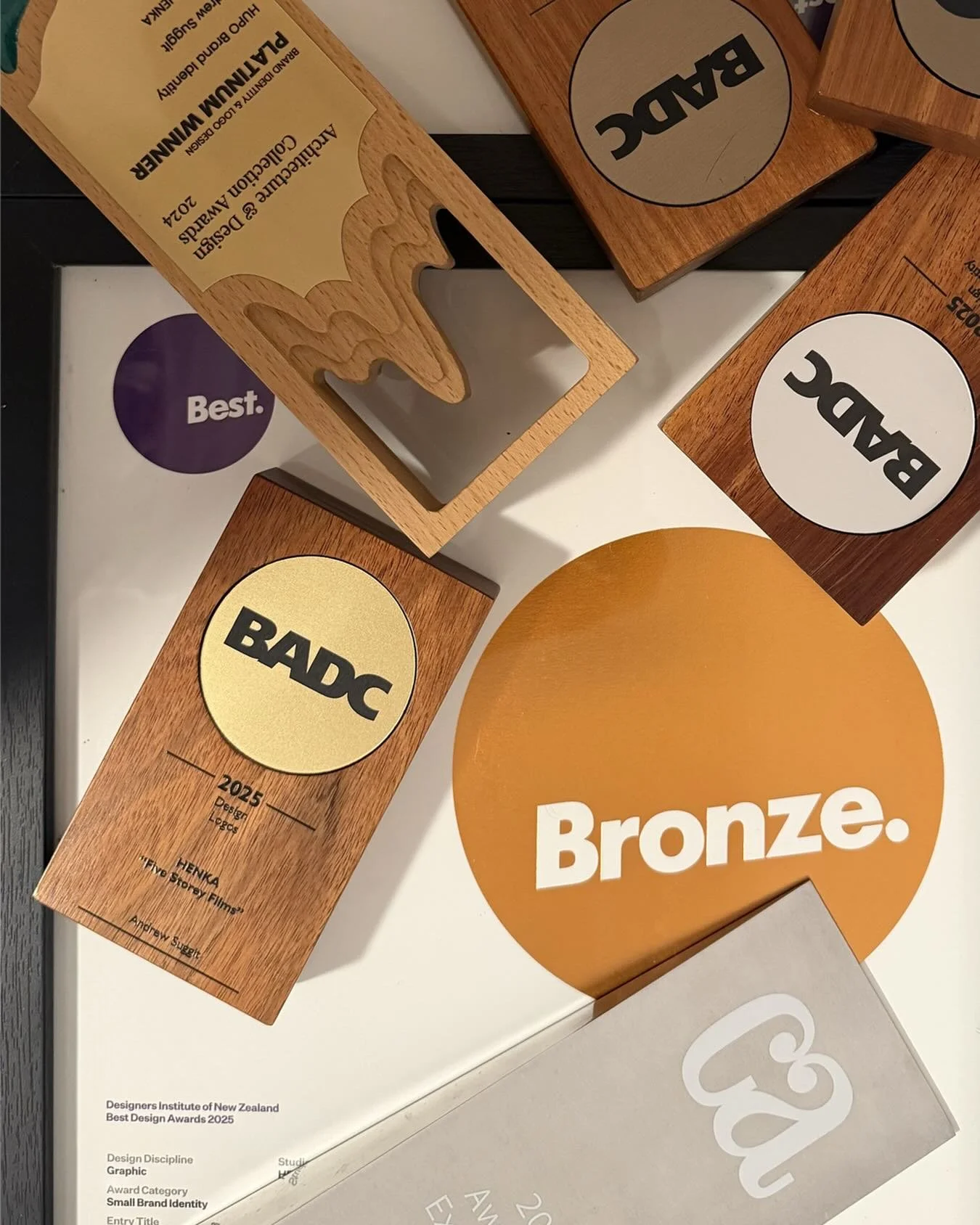 2025 was a BIG year for Henka.
A few of our projects were recognised across AU + NZ.

NZ Best Design Awards
🥉 Brand Identity &mdash; Bronze
🏁 Brand Identity &mdash; Finalist

AGDA Awards
🏅 Design for Good &mdash; Merit
🏁 Brand Expression &mdash; 