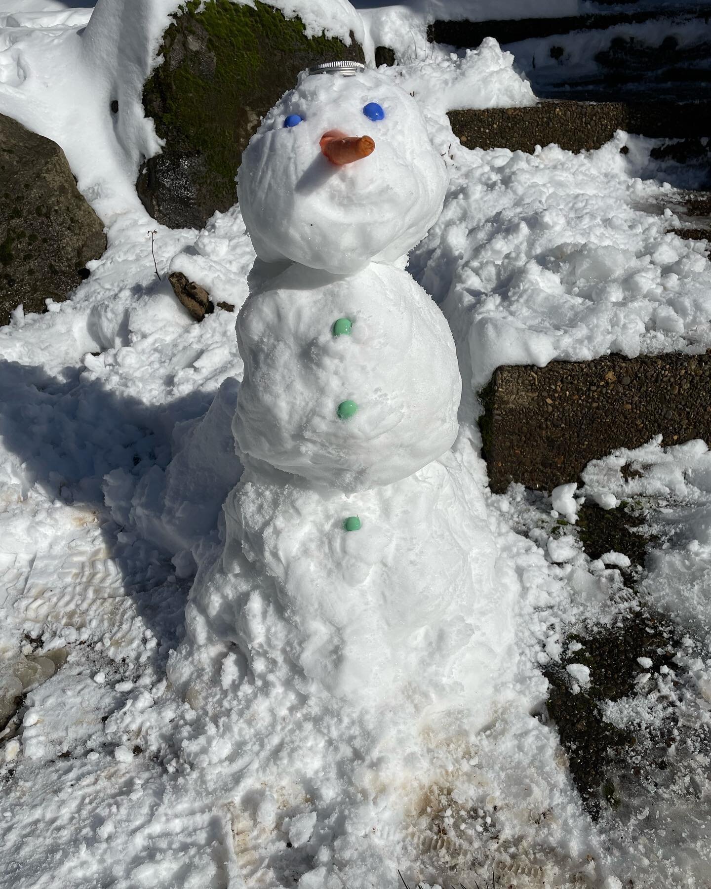 Finally had the right amount and type of snow to build a little snowman yesterday.
