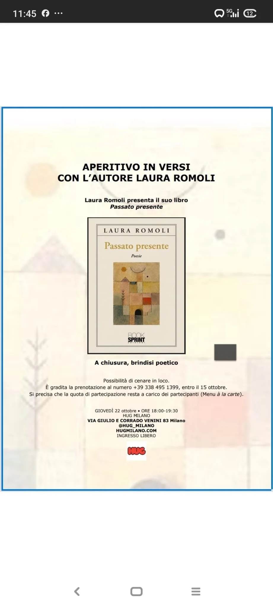 APERITIVO CON L’AUTORE  LAURA ROMOLI