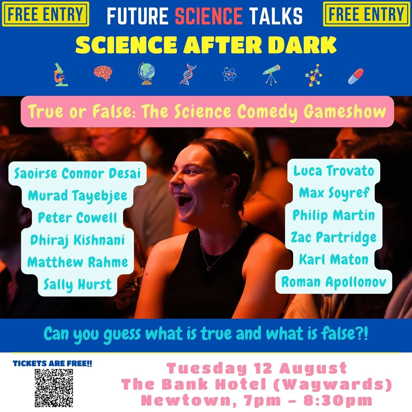 SCIENCE WEEK BABY!!! 🦖🦕🥼👩🏽&zwj;🔬

Free this Tuesday? Come along to our FREE show True or False: The Science Comedy Gameshow as we battle out which &lsquo;facts&rsquo; are fake!

With a mixed panel of comedians and scientists, this will be a *sp