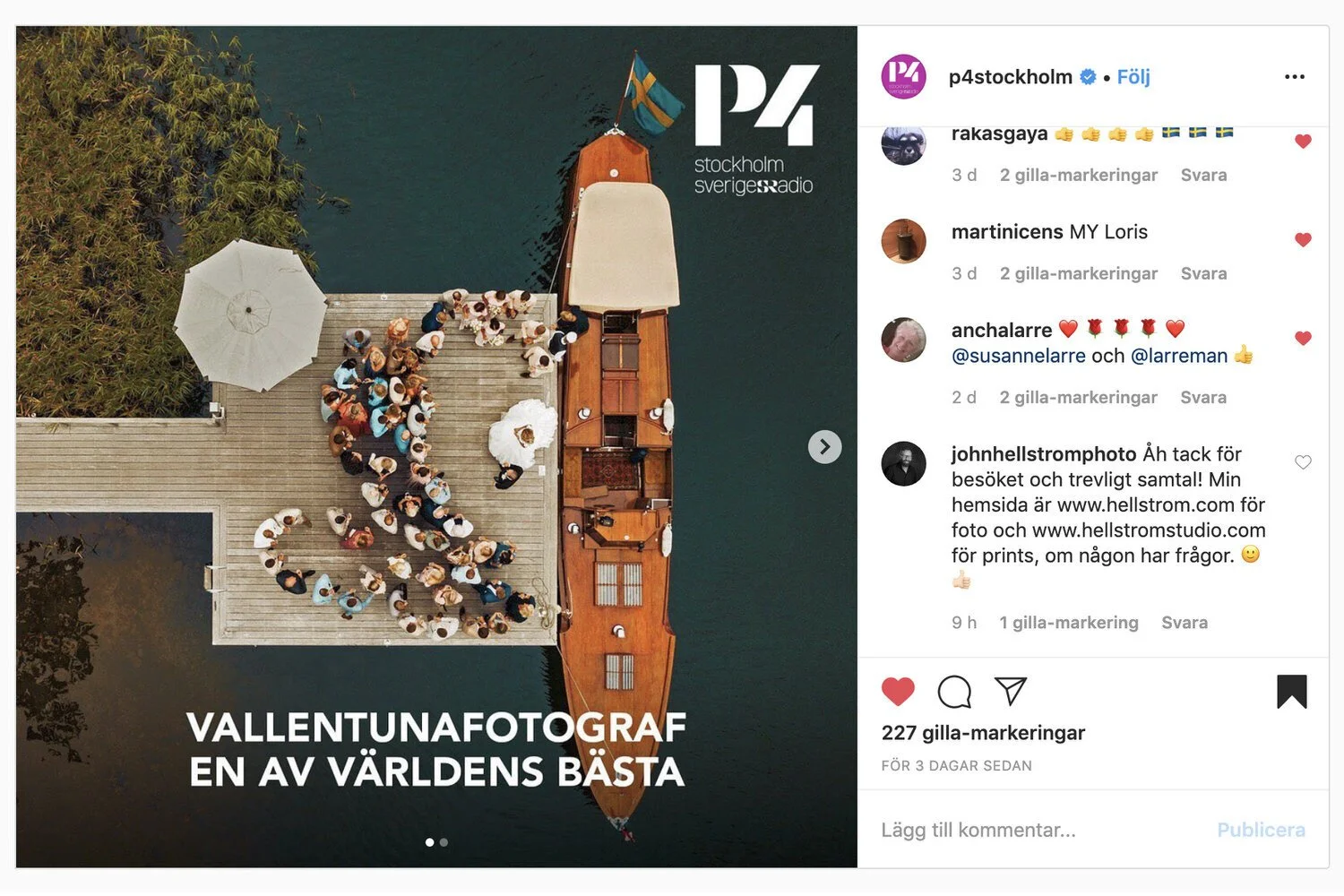 Radio P4 Stockholm wedding photographer John Hellstrom