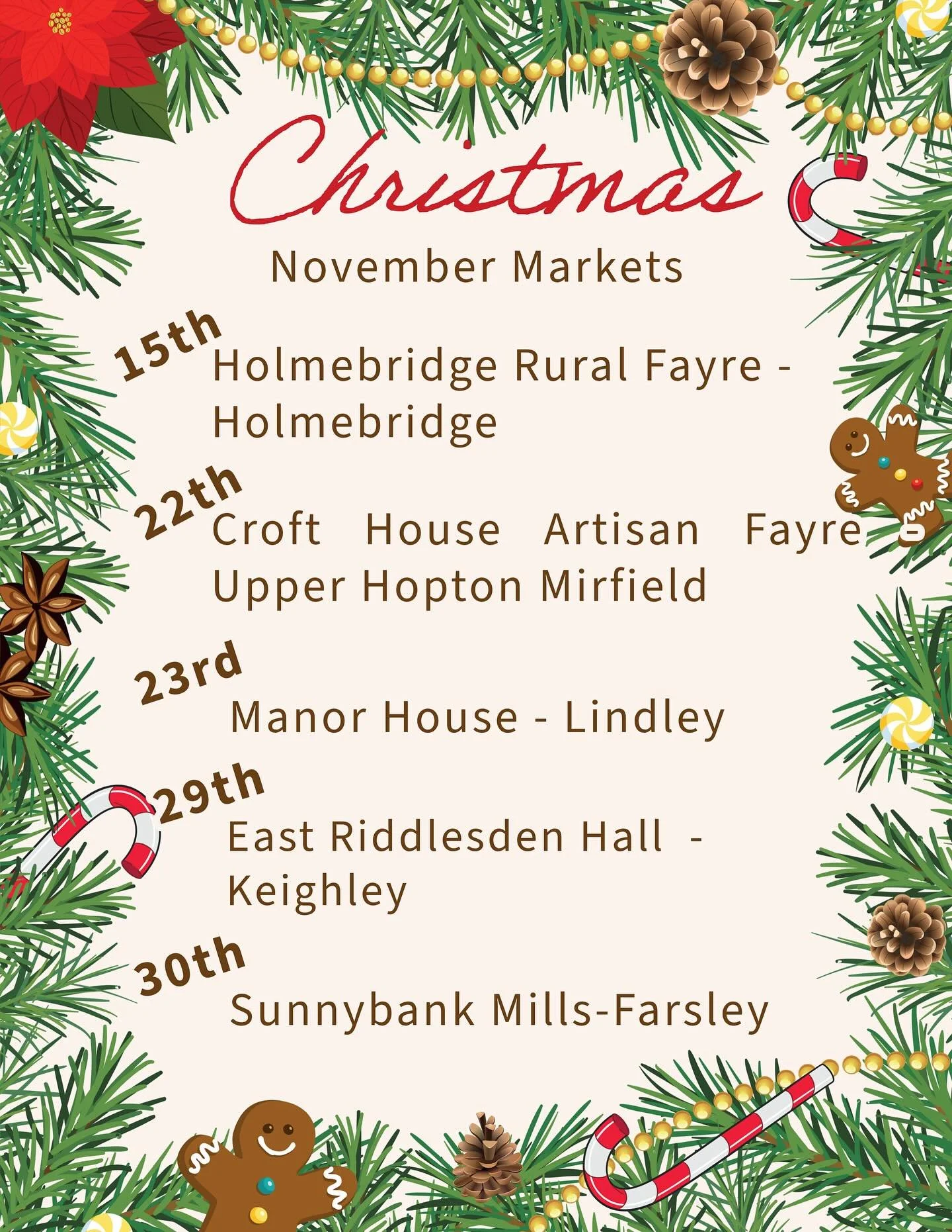 We&rsquo;re taking a few weeks away from markets to prepare for our Christmas run. 

Here&rsquo;s where you&rsquo;ll find us in November and December. Hope to see you all there 😊 

The website is still open for orders🧼

#yorkshirechristmas #yorkshi