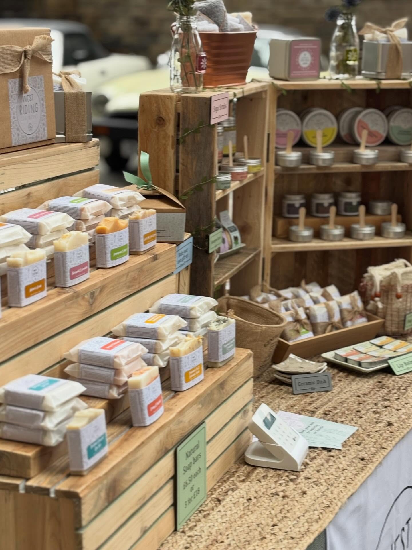 All set up for a lovely day @thecardingshed in Holmfirth. 

Lots of lovely stalls and talented people. Come and see 👀

#holmfirth #yorkshire #yorkshiredaysout #soapmakeruk