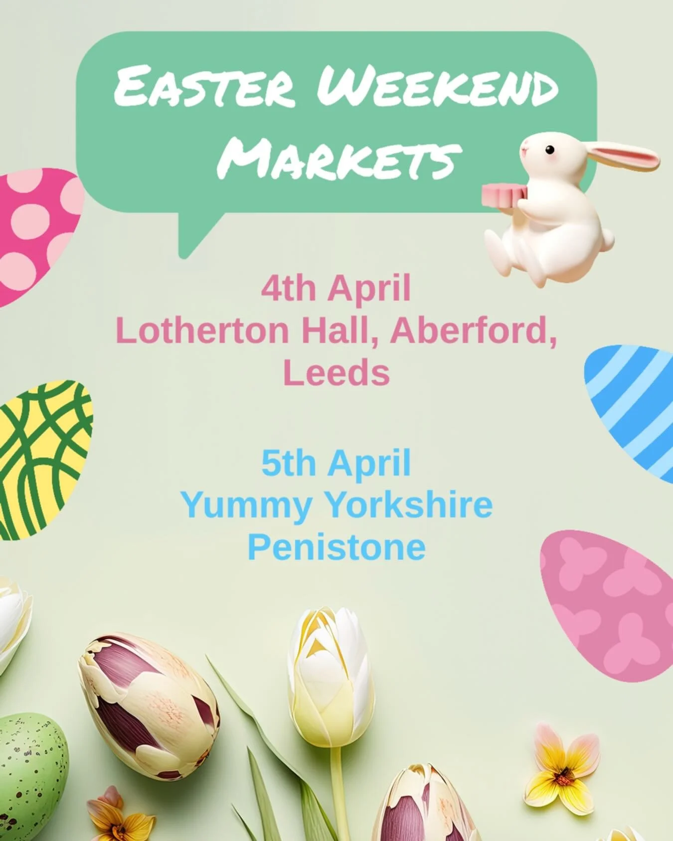 Here&rsquo;s where you&rsquo;ll find us this Easter Weekend. 

Our first market trading with @realmarketsyorkshire and the very first @yummyyorkshire market of the year. 

We&rsquo;re looking forward to seeing customers old and new. 

#yorkshirebusin