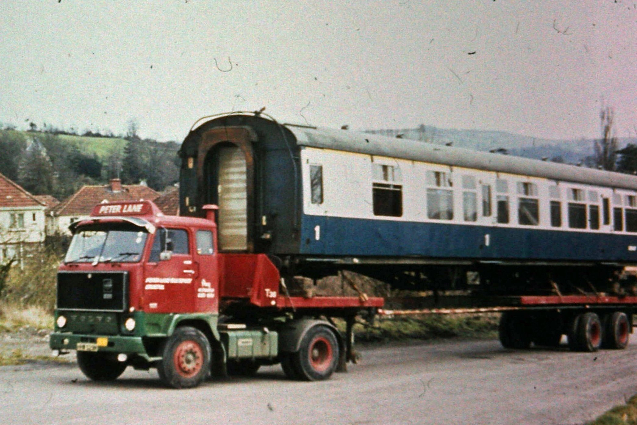 The body of 15447 is transported up the incline into Bitton Station.