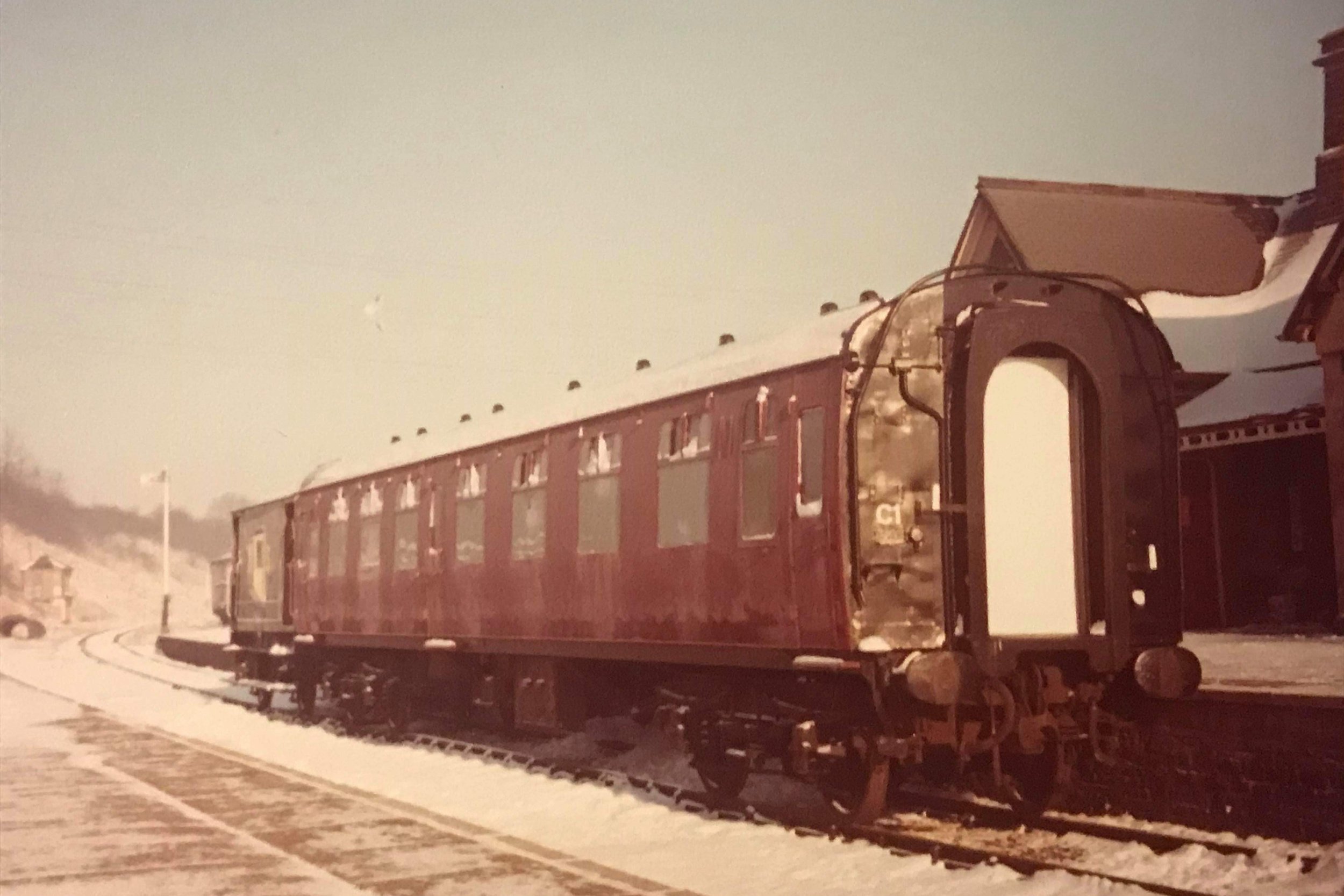 15447 is seen in the platform at Bitton Station in 1978. It was painted maroon the previous year.