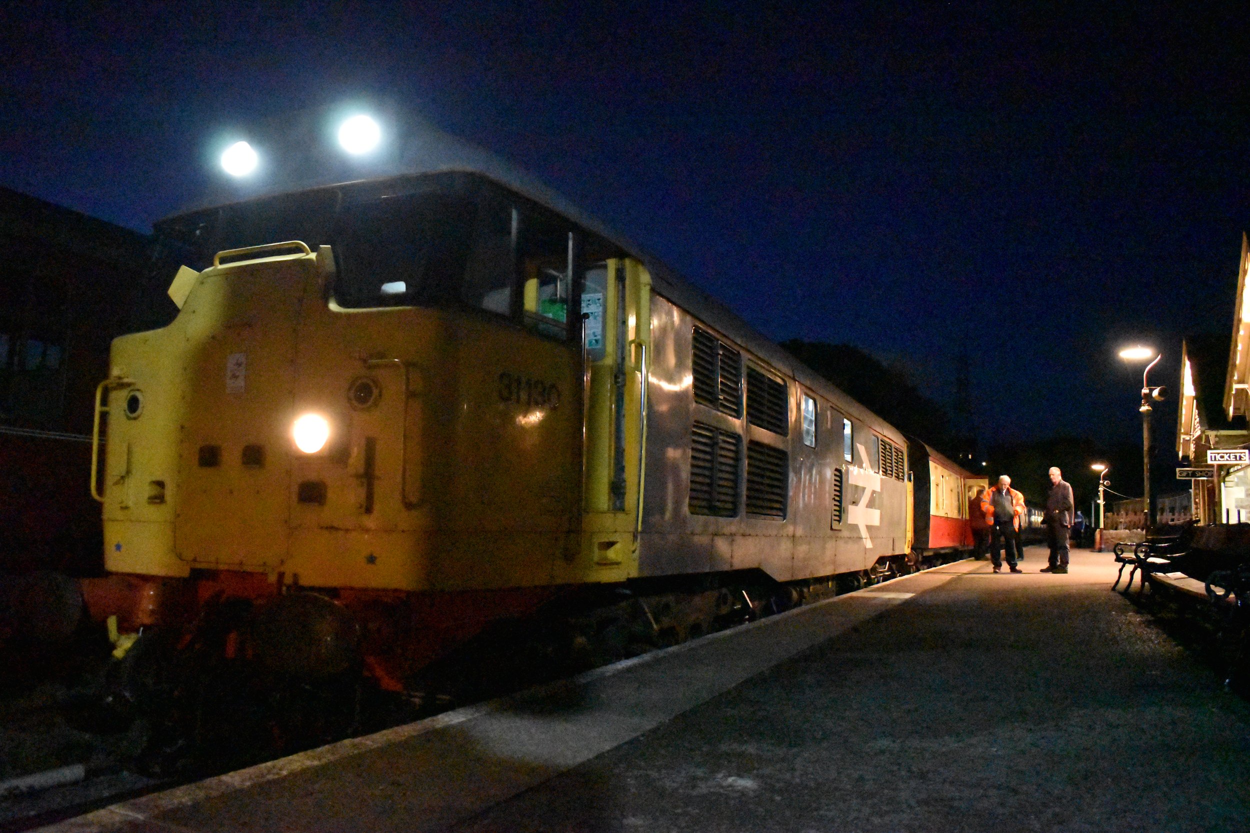  31130 waits to depart Bitton with an evening train on 21st October 2023. ©Adam Bryant 