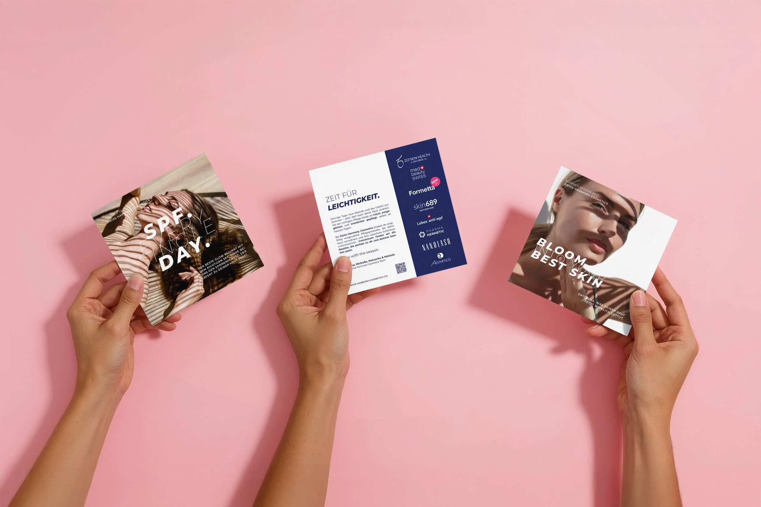 Flyer Design für «Swiss Harmony Cosmetics Online Shop» – Bern, 2026
