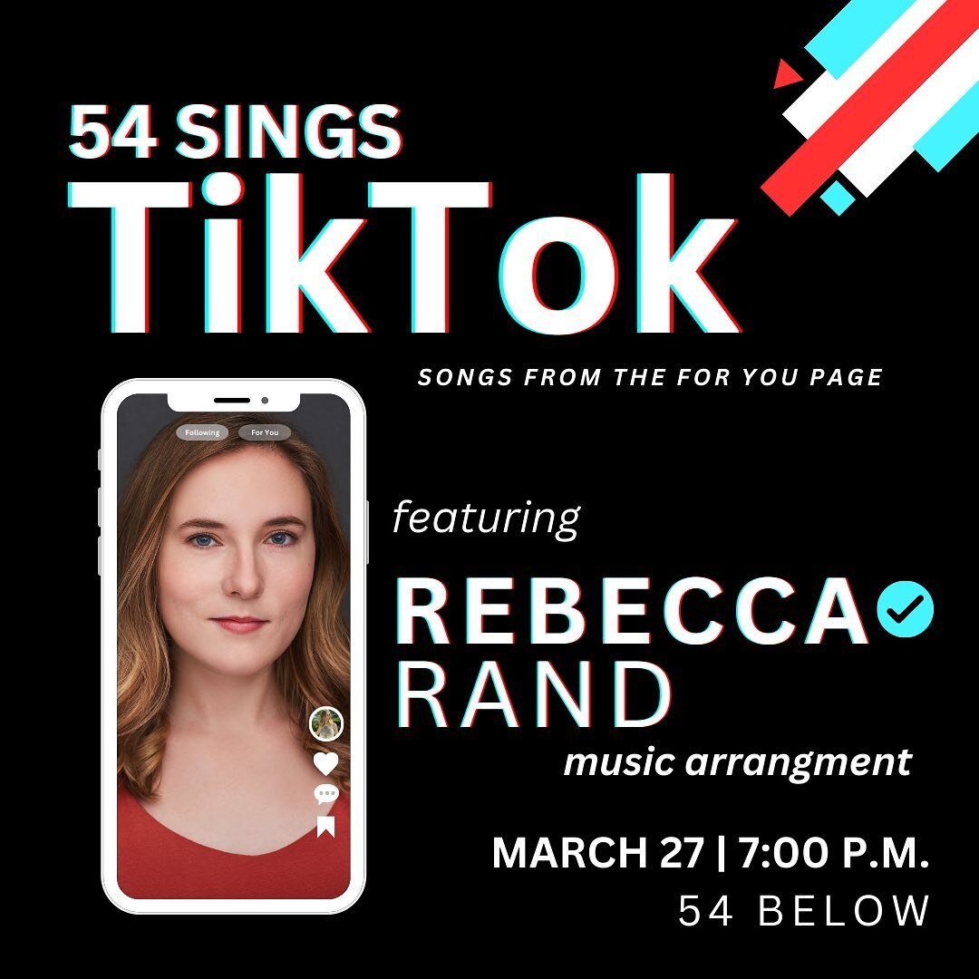 HEY 54 BELOW DEBUT!! Come see us sing all the trending Tik Tok songs you know &amp; love &amp; have heard 3000 times. (ALSO come listen to the amazing opening number I arranged 😍) shout out to @courtneyannenelson &amp; @hallielooyaa for being the mo
