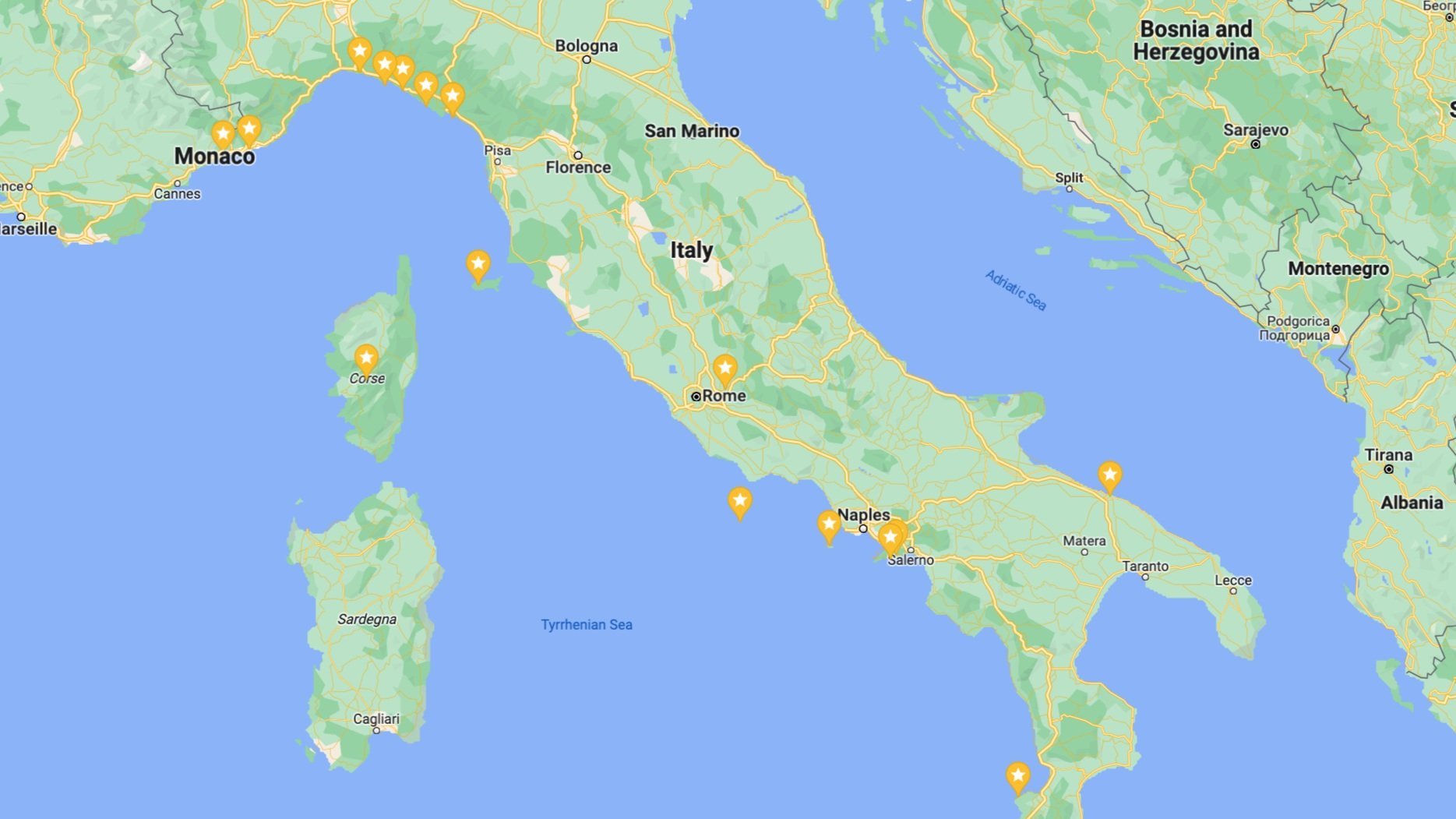 For cities within an entire country, I use the gold stars or “Starred Places” within Google Maps.