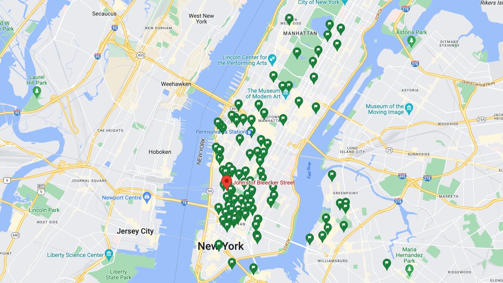 What my NYC Google Maps looks like thanks to my system. I won’t soon run out of places to check out that I know are great.